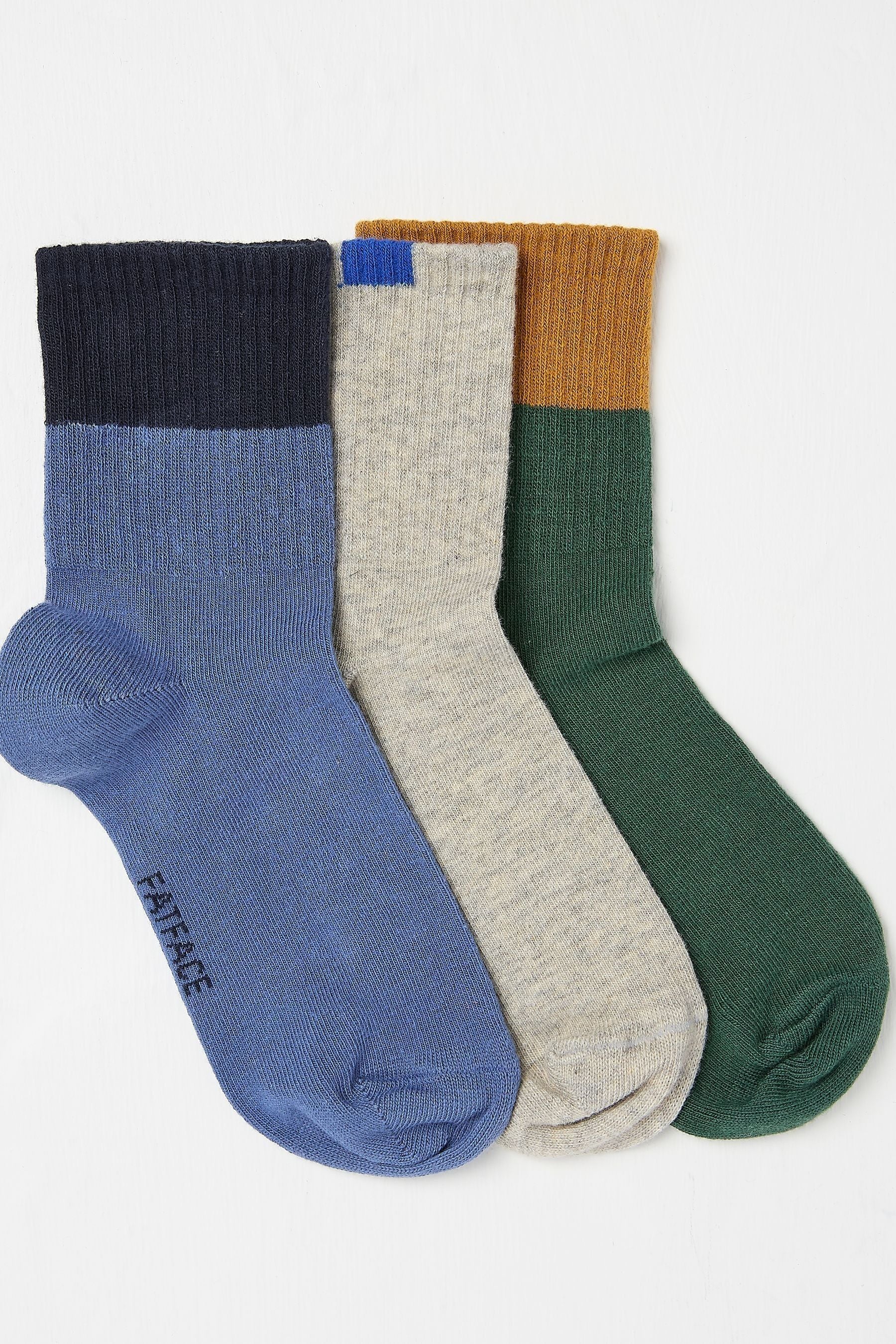 Fat Face - Blue Sports Socks 3 Pack