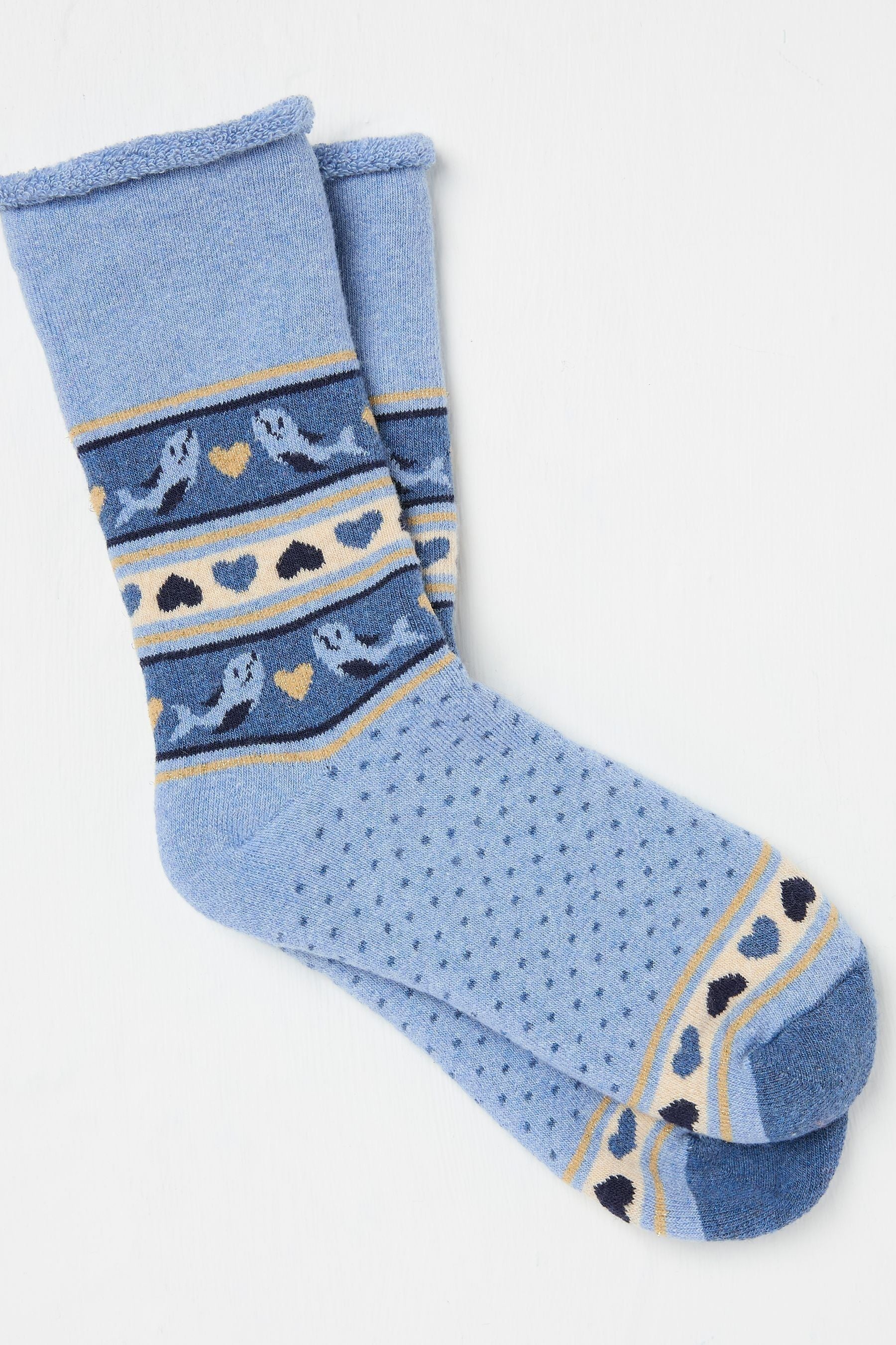 Fat Face - Kids Blue Shelter Wilson the Whale Cosy Socks