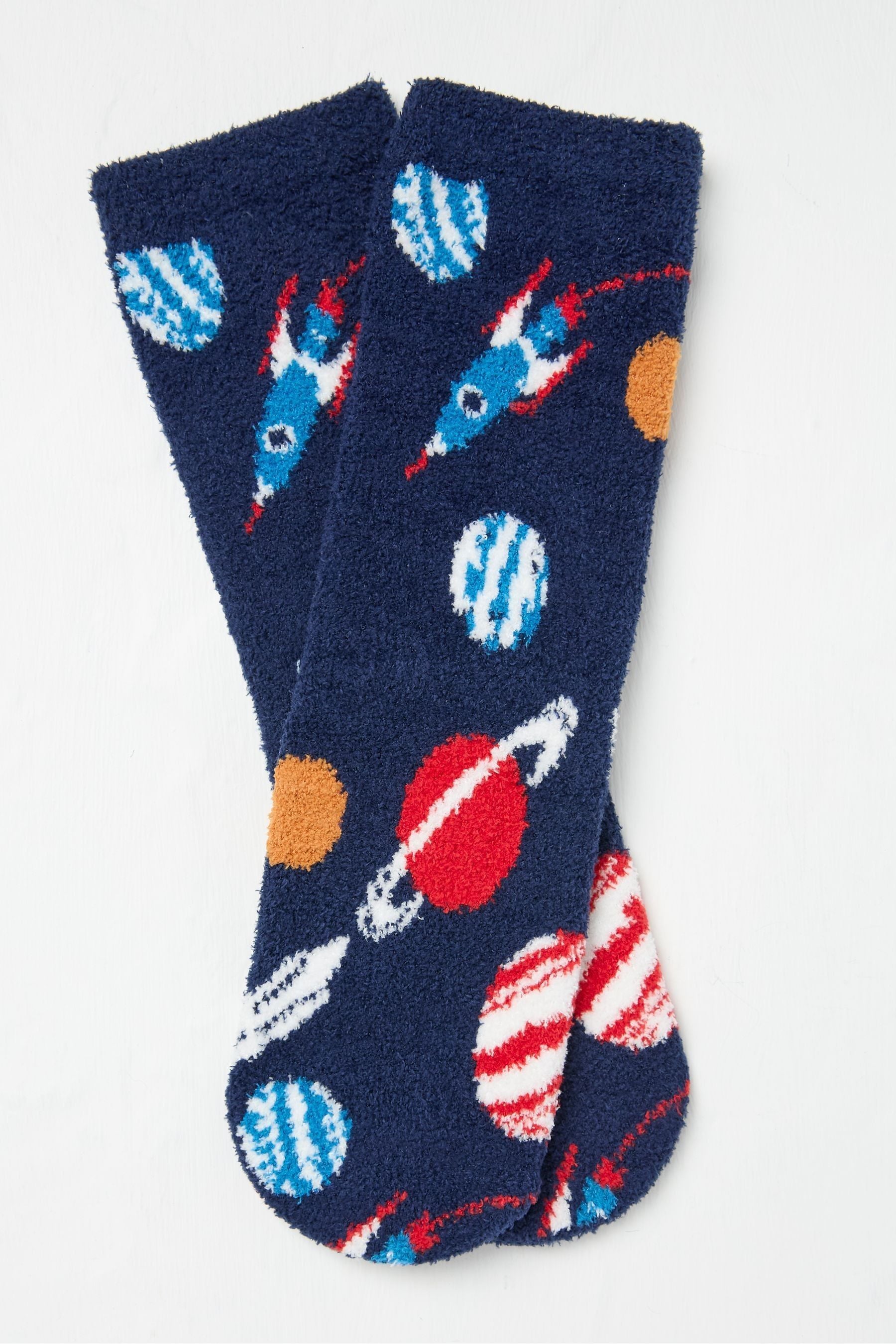 Fat Face - Navy Space Fluffy Socks