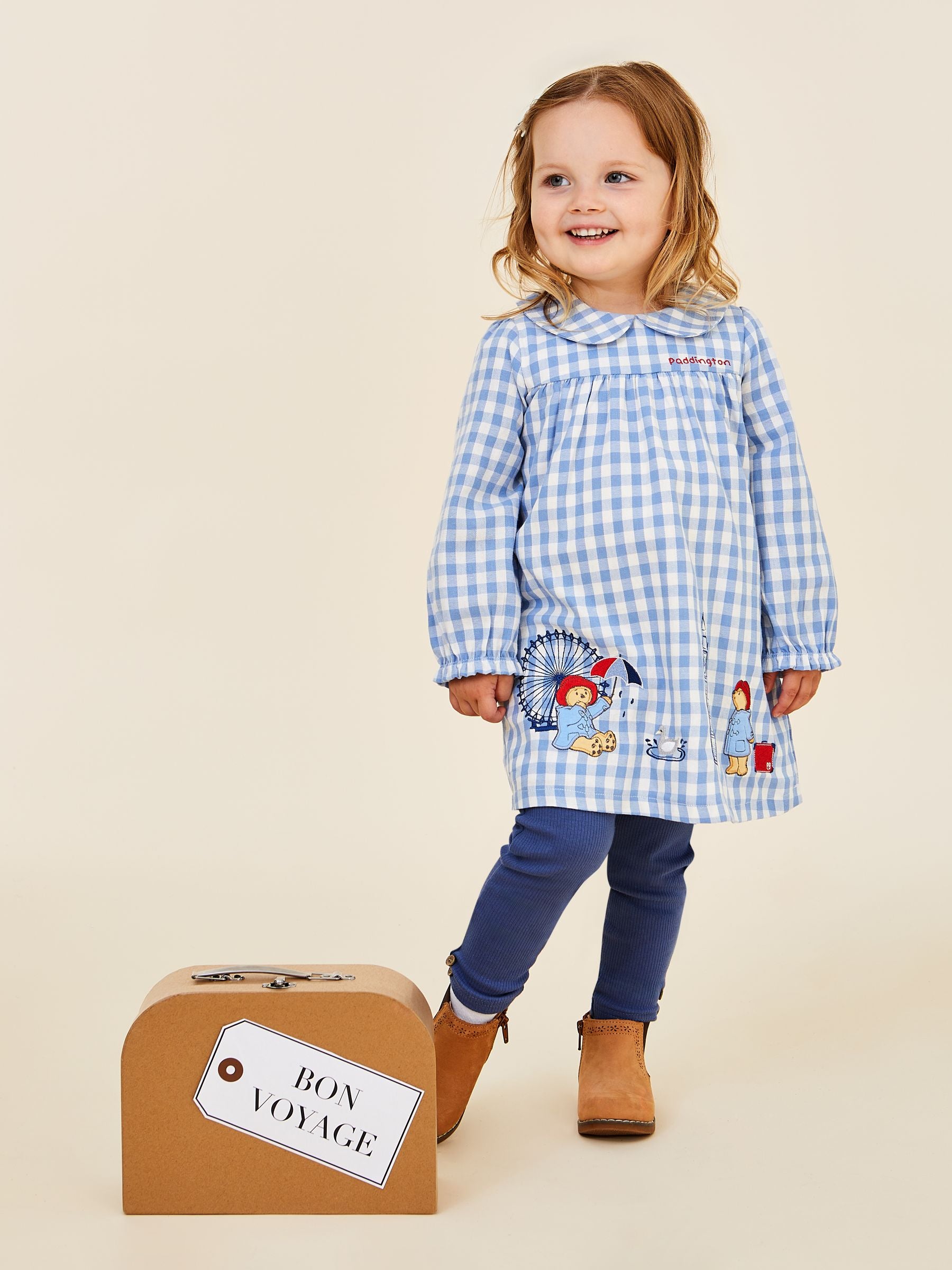 Blue Paddington Appliqué Gingham Top & Leggings Set 6-12 Mths