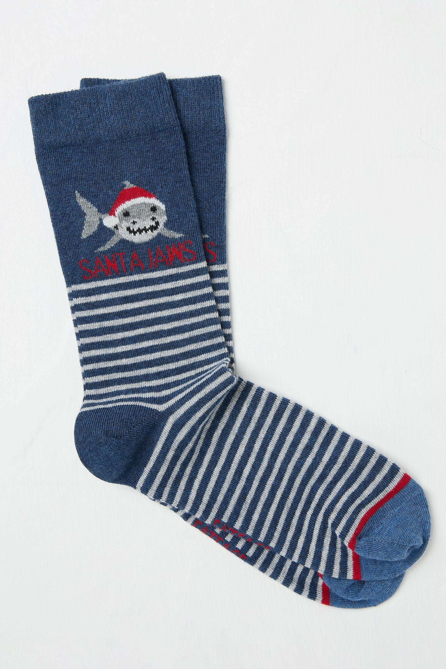 Fat Face - Navy Mens Santa Jaws Socks 1 Pack