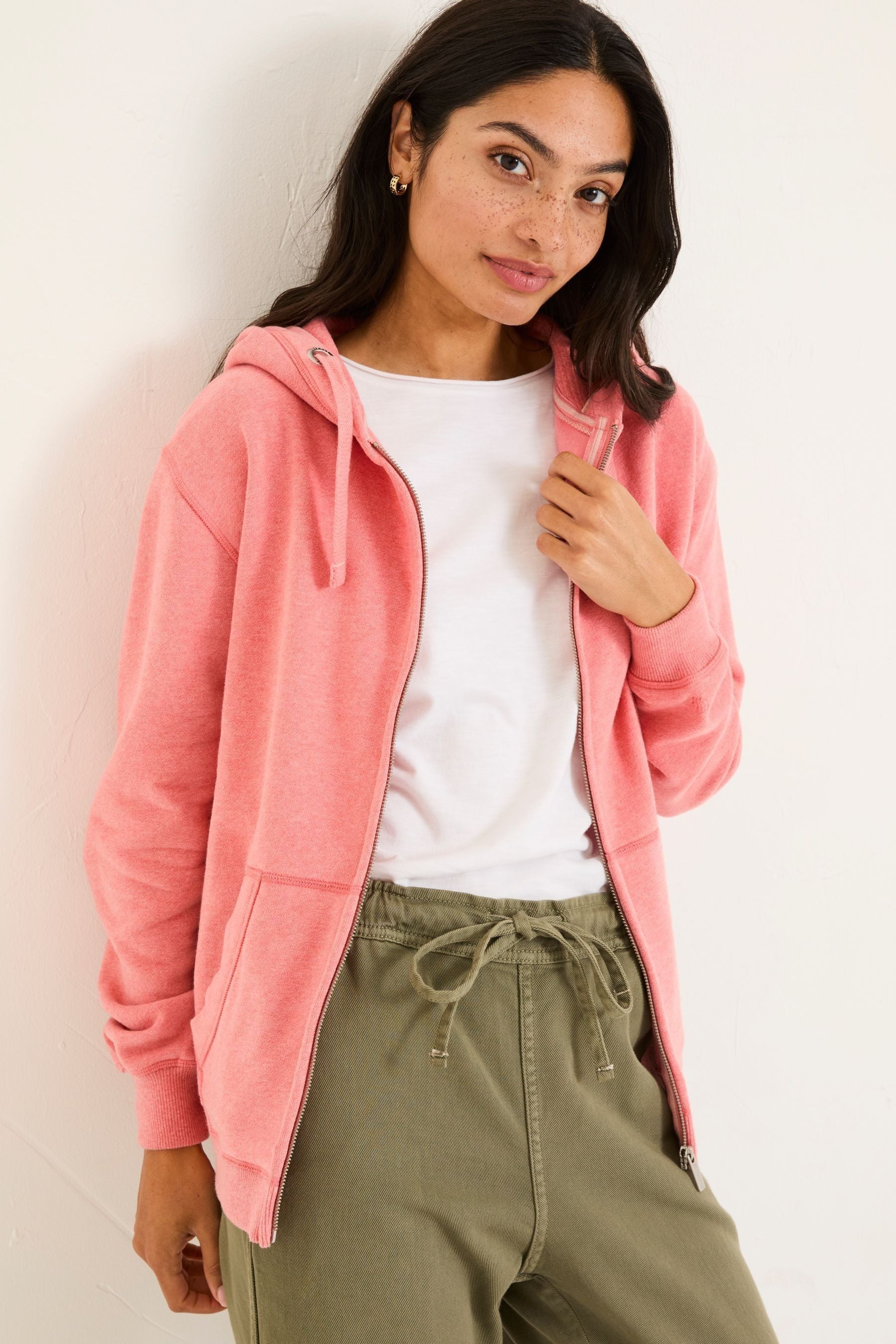 Fat Face - Amy Blush Pink Zip Through Hoodie