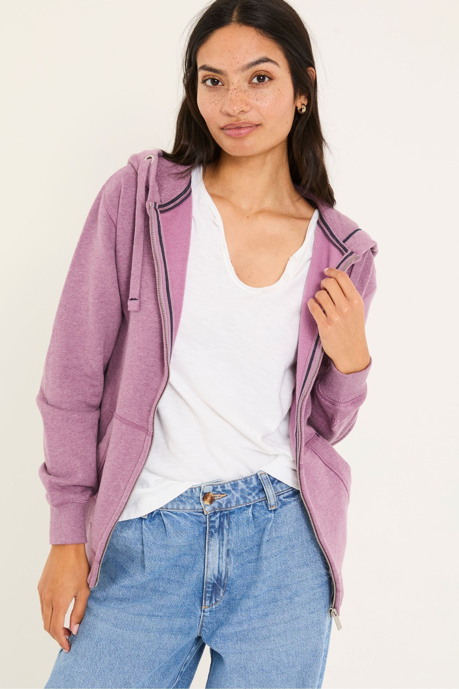 Fat Face - Amy Purple Marl Zip Through Hoodie
