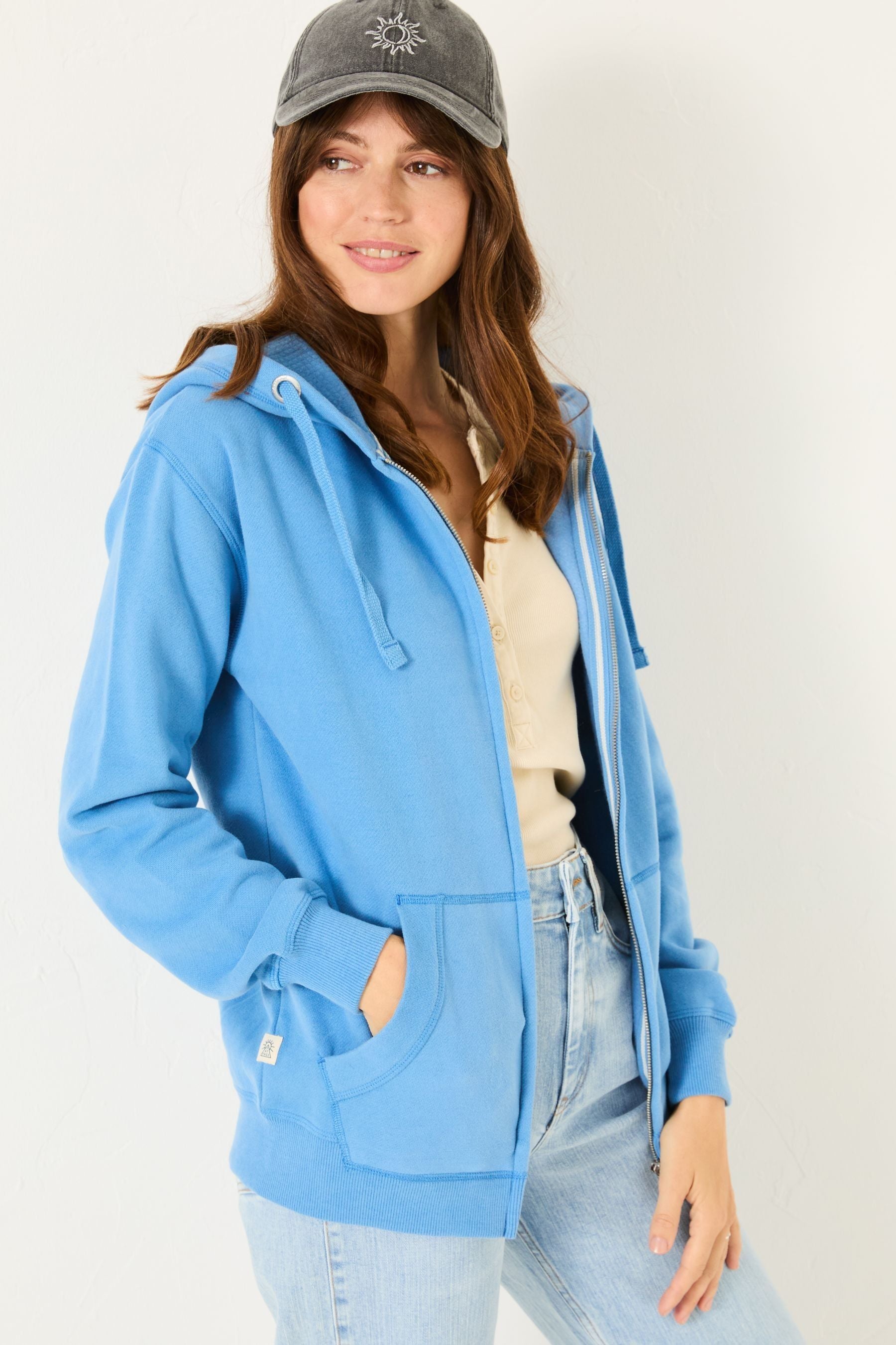 Fat Face - Amy Bright Blue Zip Through Hoodie