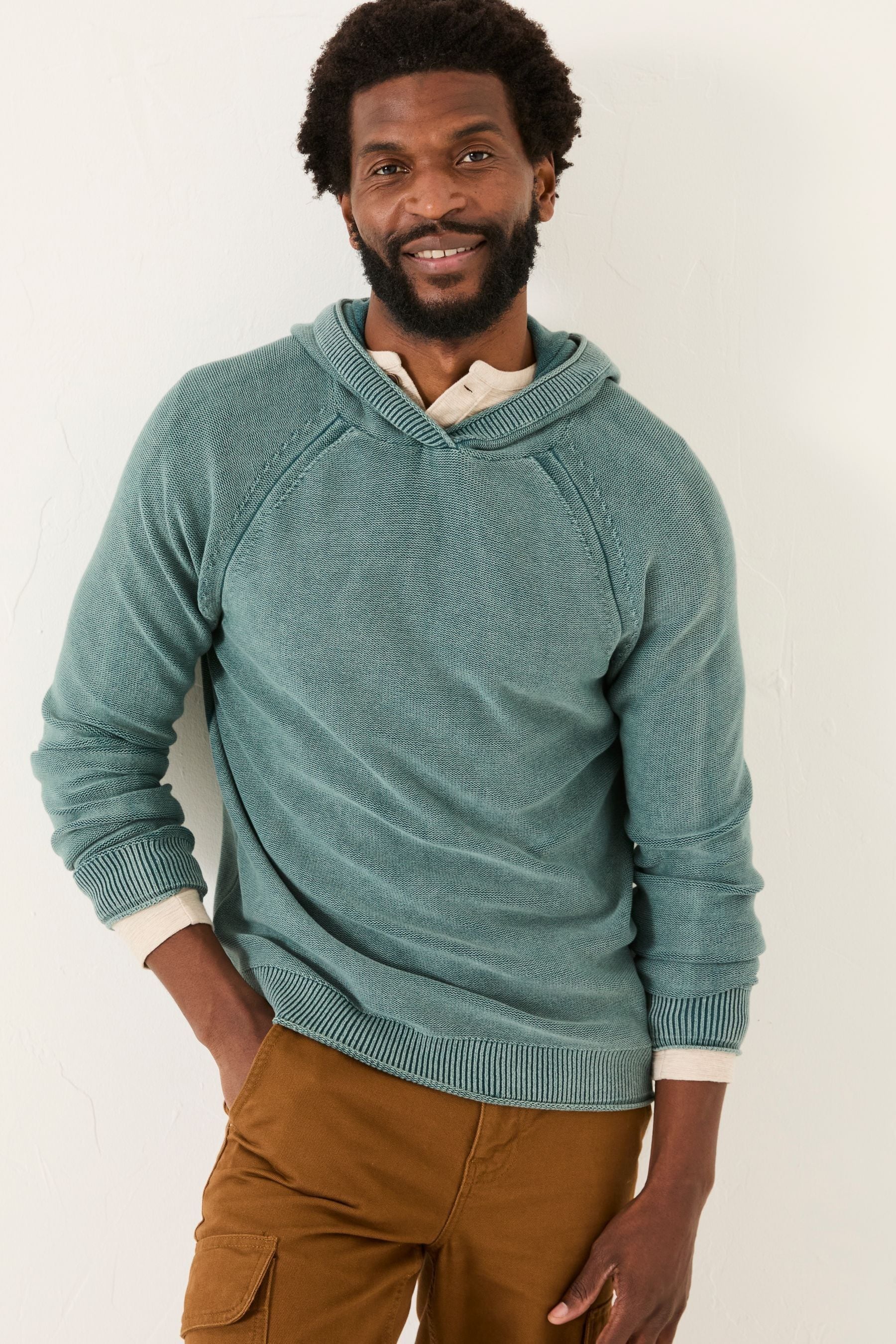 Fat Face - Sage Green Berwick 100% Cotton Laundered Hoodie