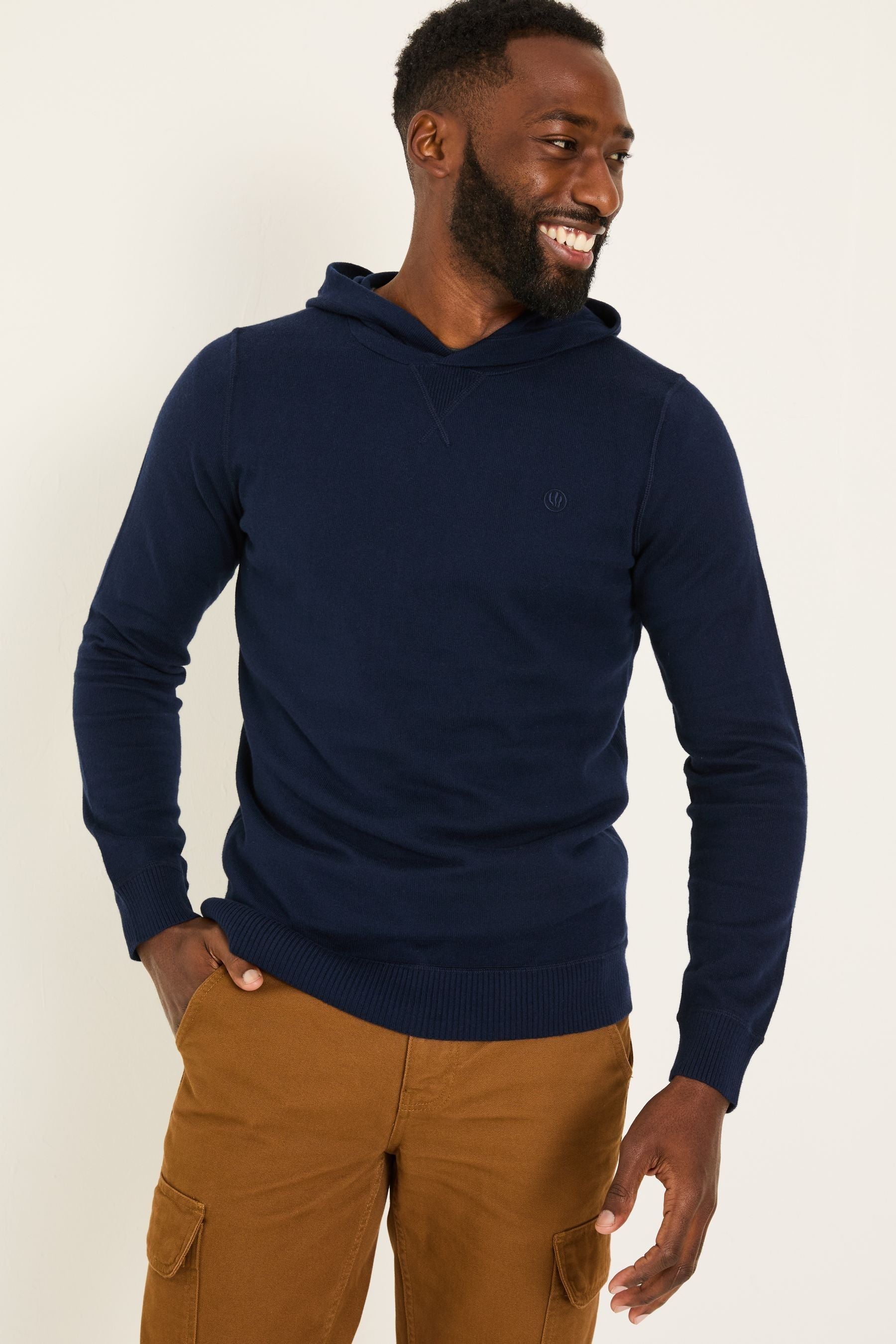 Fat Face - Navy Rye Fine Gauge Knitted Hoodie
