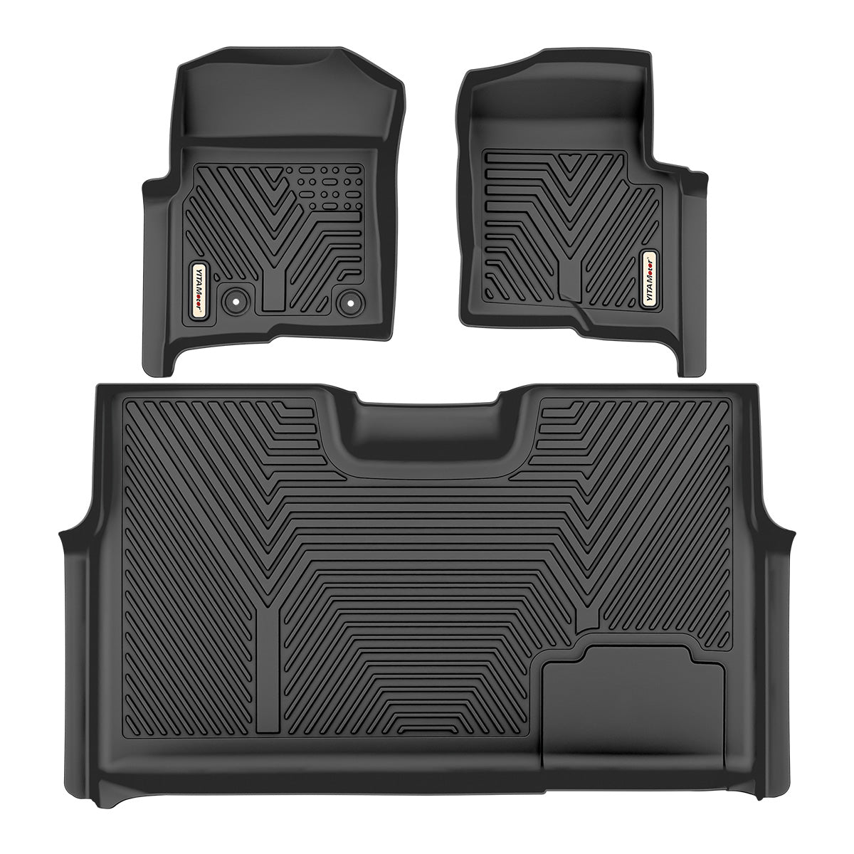 YITAMOTOR® 2010-2014 Ford F-150 SuperCrew-Crew Cab Floor Mats, Custom Fit 1st & 2nd Row, Black TPE All-Weather Guard