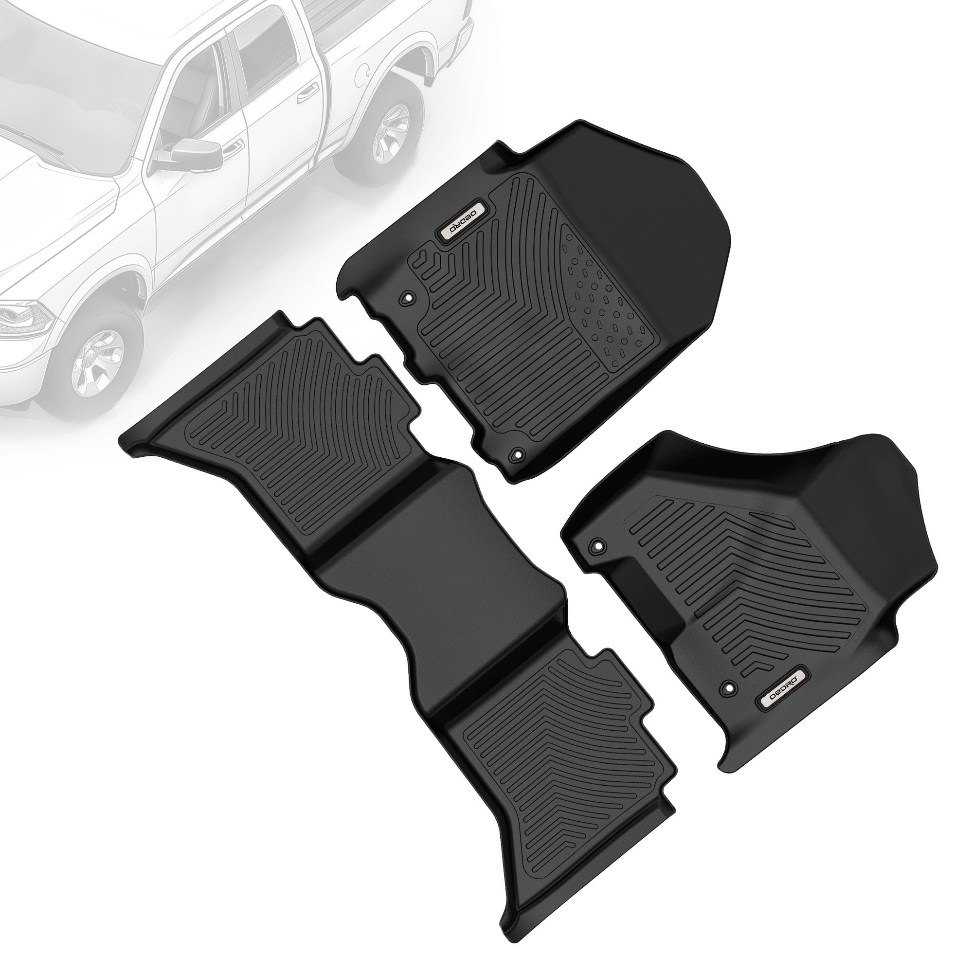 OEDRO Floor Mats for 2012-2018 Dodge Ram 1500-2500-3500 Crew Cab, 2019-2024 Dodge Ram 1500 Classic Crew Cab