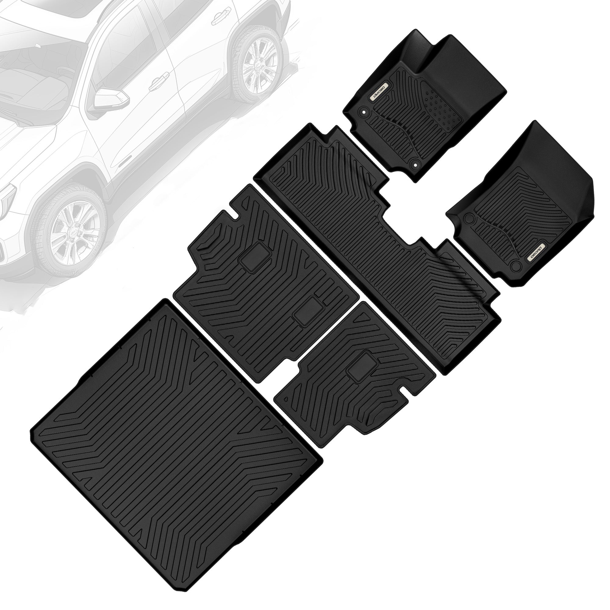 Floor Mats for GMC Terrain-Chevrolet Equinox 2018-2024, Custom Fit TPE All Weather Trunk Mat with Backrest Full Mat Set