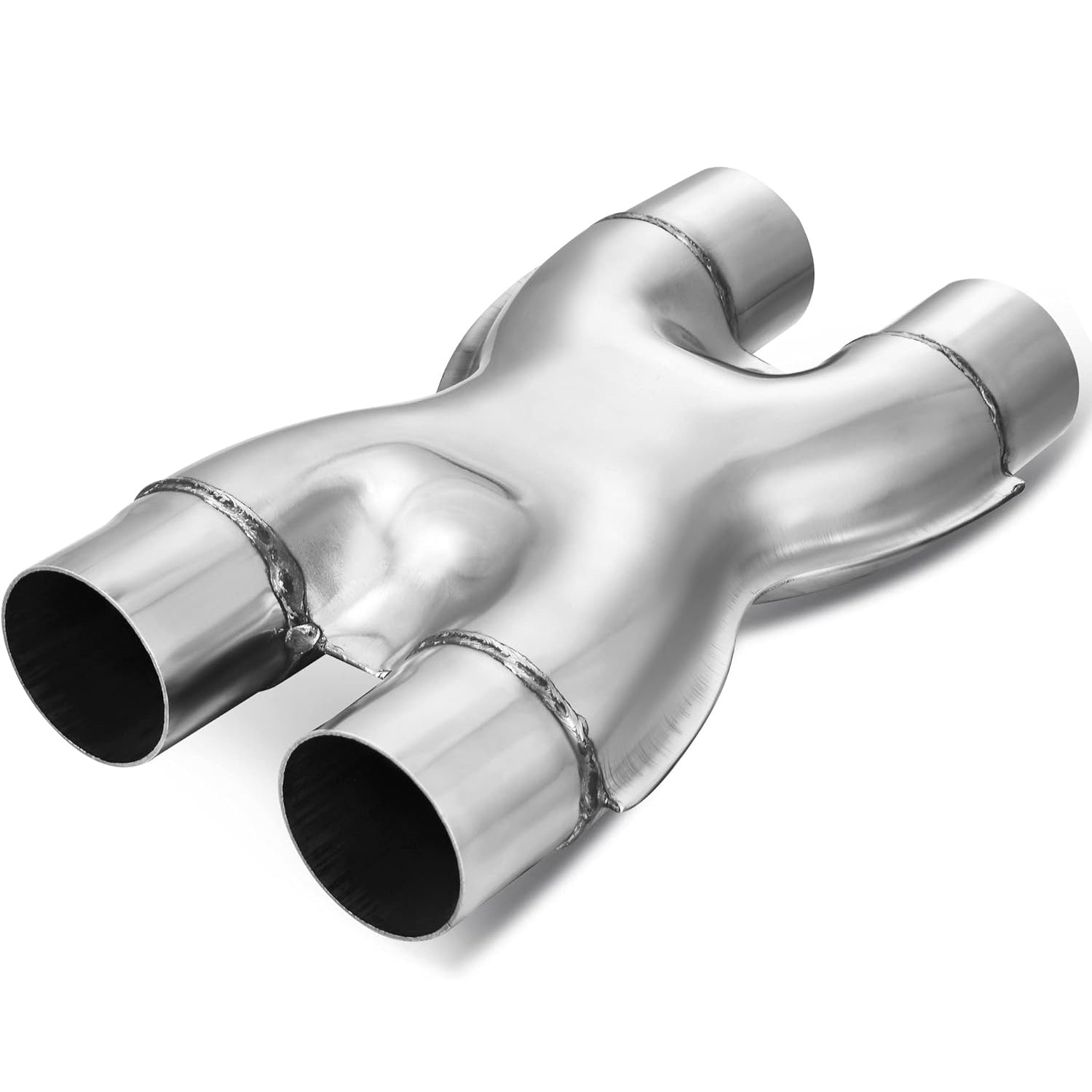 YITAMOTOR 2.25 Inch Exhaust X Pipe, 2.25" Dual Inlet-Outlet 12" Long Stainless Steel Universal Exhaust Pipe Adapter Connector for Smoother Exhaust