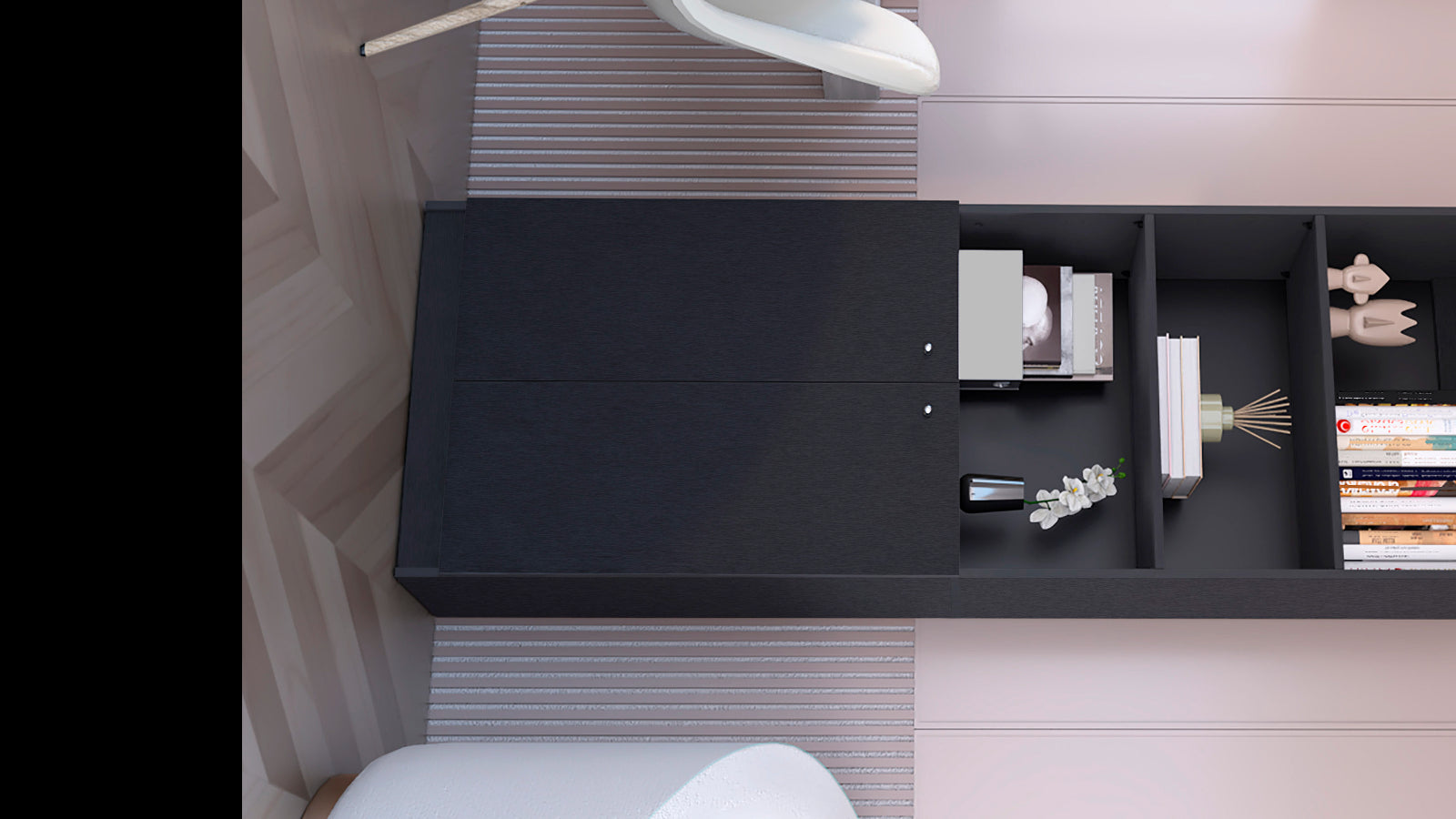 FM FURNITURE Sutton 2-Door Bookcase Black