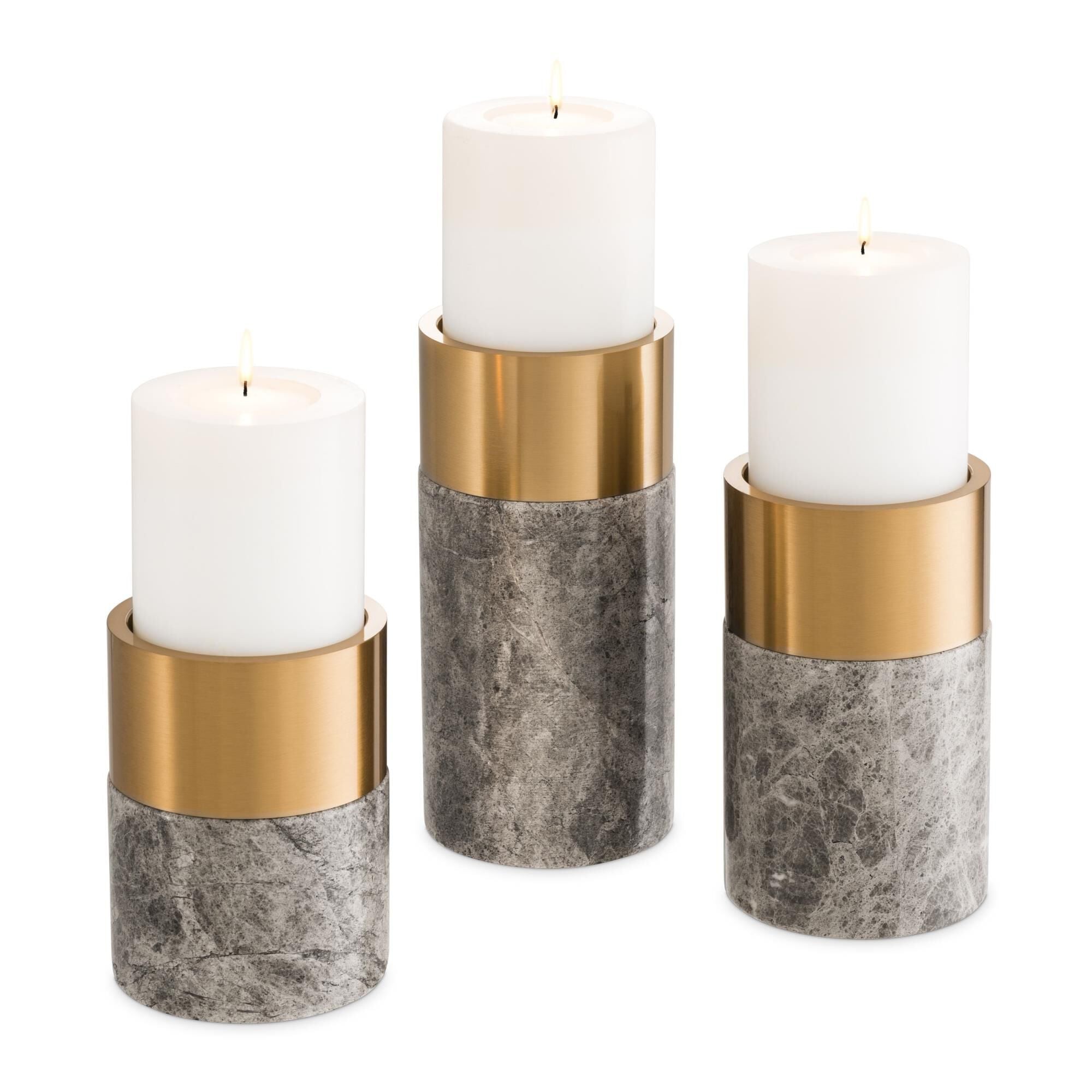 Eichholtz Mixed materials add refinement to the simple design of this 3-piece set of Sierra Candle Holders. Candle Holder Sierra - 113286 - Modern Contemporary