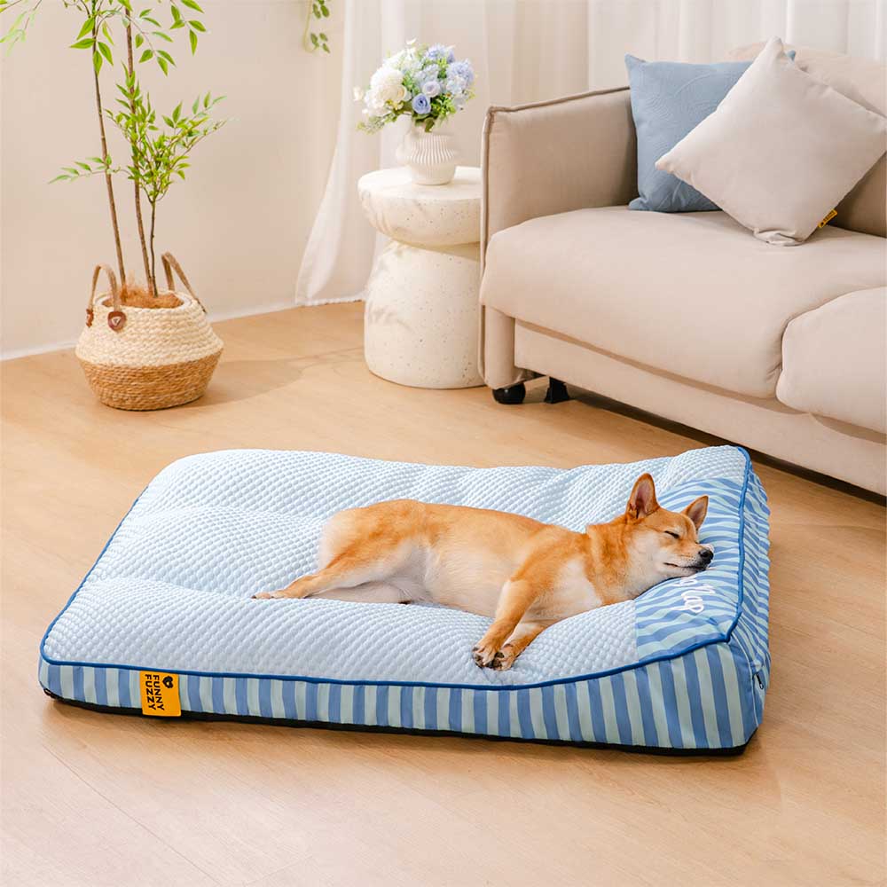 Extra Large Cooling Washable Rectangle Orthopedic Dog Bed - Cooling Nap, Blue - M