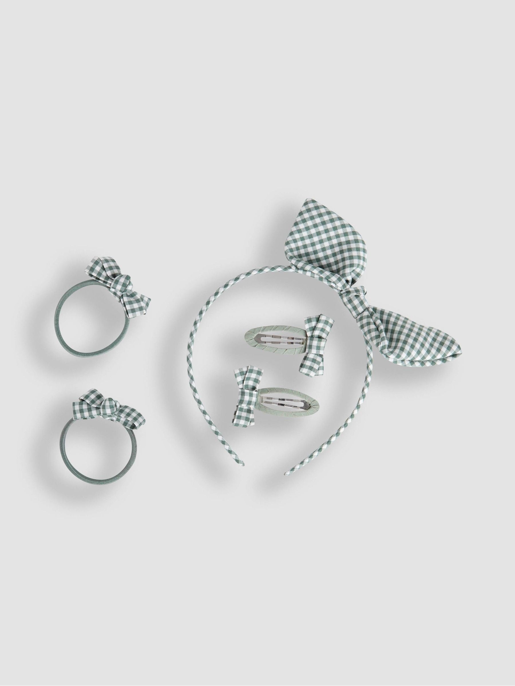Green Gingham Hair Accessories Pack ONE