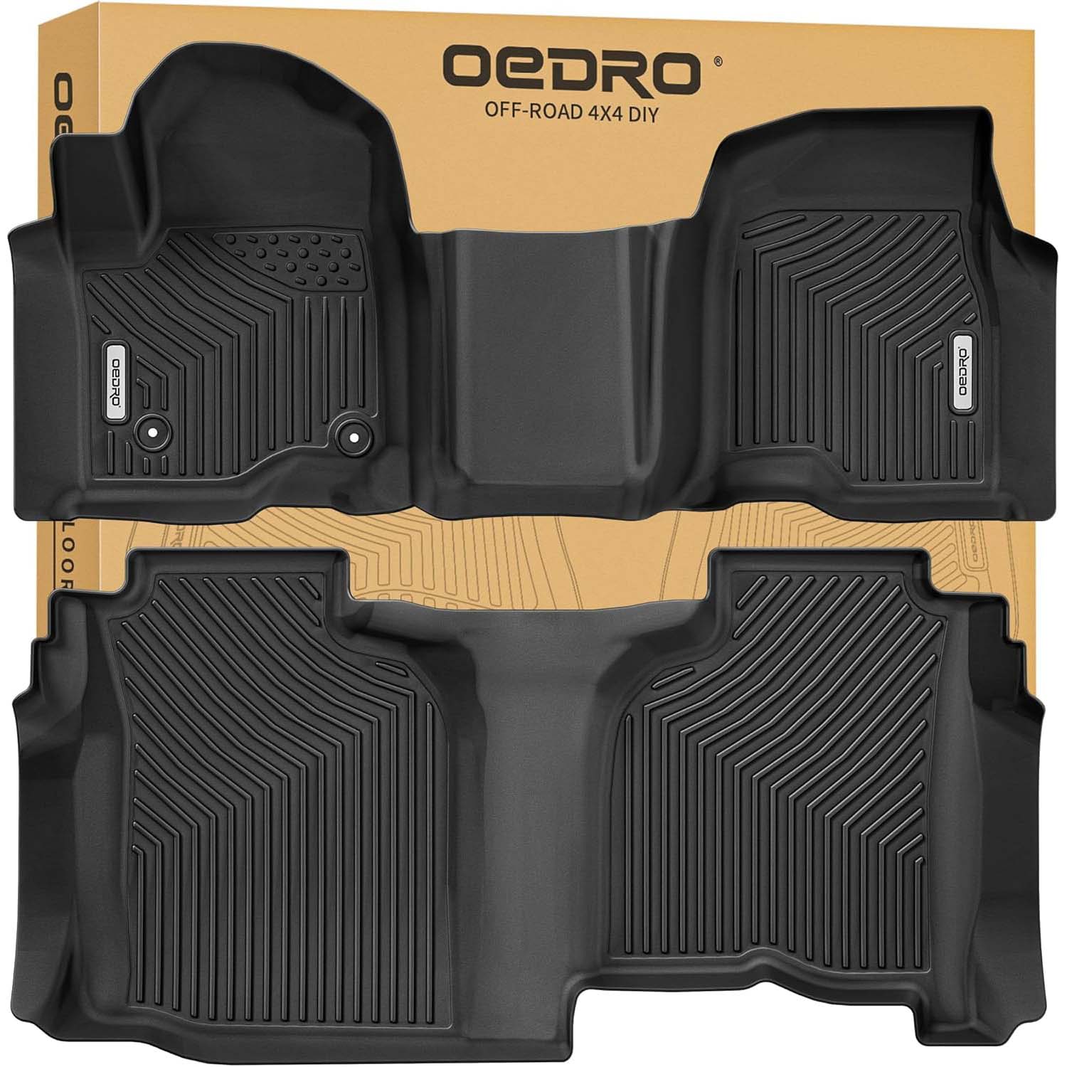 OEDRO Floor Mats for 2019-2025 Chevrolet Silverado 1500- GMC Sierra1500 Double Cab with 1st Bench Seats