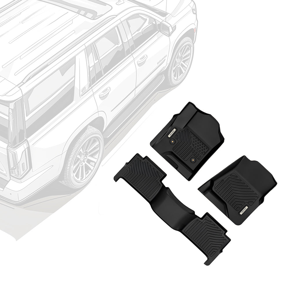 OEDRO Floor Mats for 2015-2020 Chevrolet Tahoe-GMC Yukon, Black TPE All-Weather Guard Full Set Liners