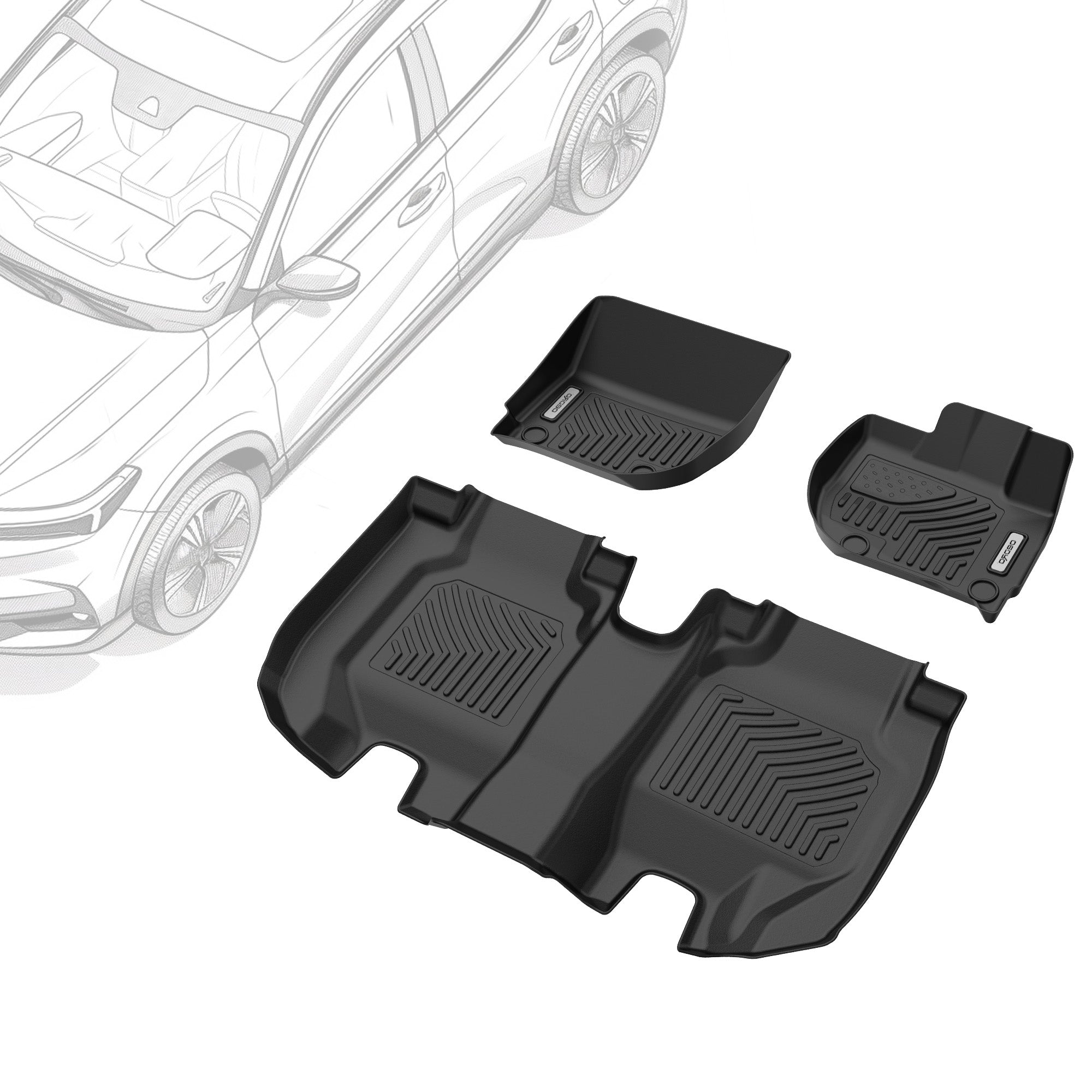 OEDRO Floor Mats for 2016-2022 Honda HR-V HRV, Black TPE All-Weather Guard Full Liner Set
