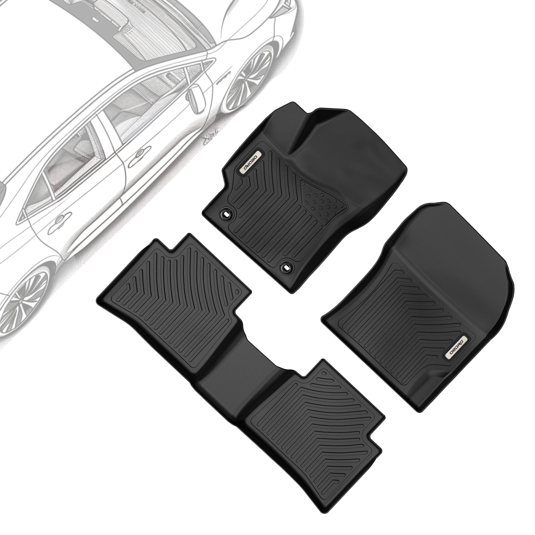 OEDRO Floor Mats for 2020-2025 Toyota Corolla Hybrid LE, All-Weather Custom Front & Rear 2 Row Liner Set