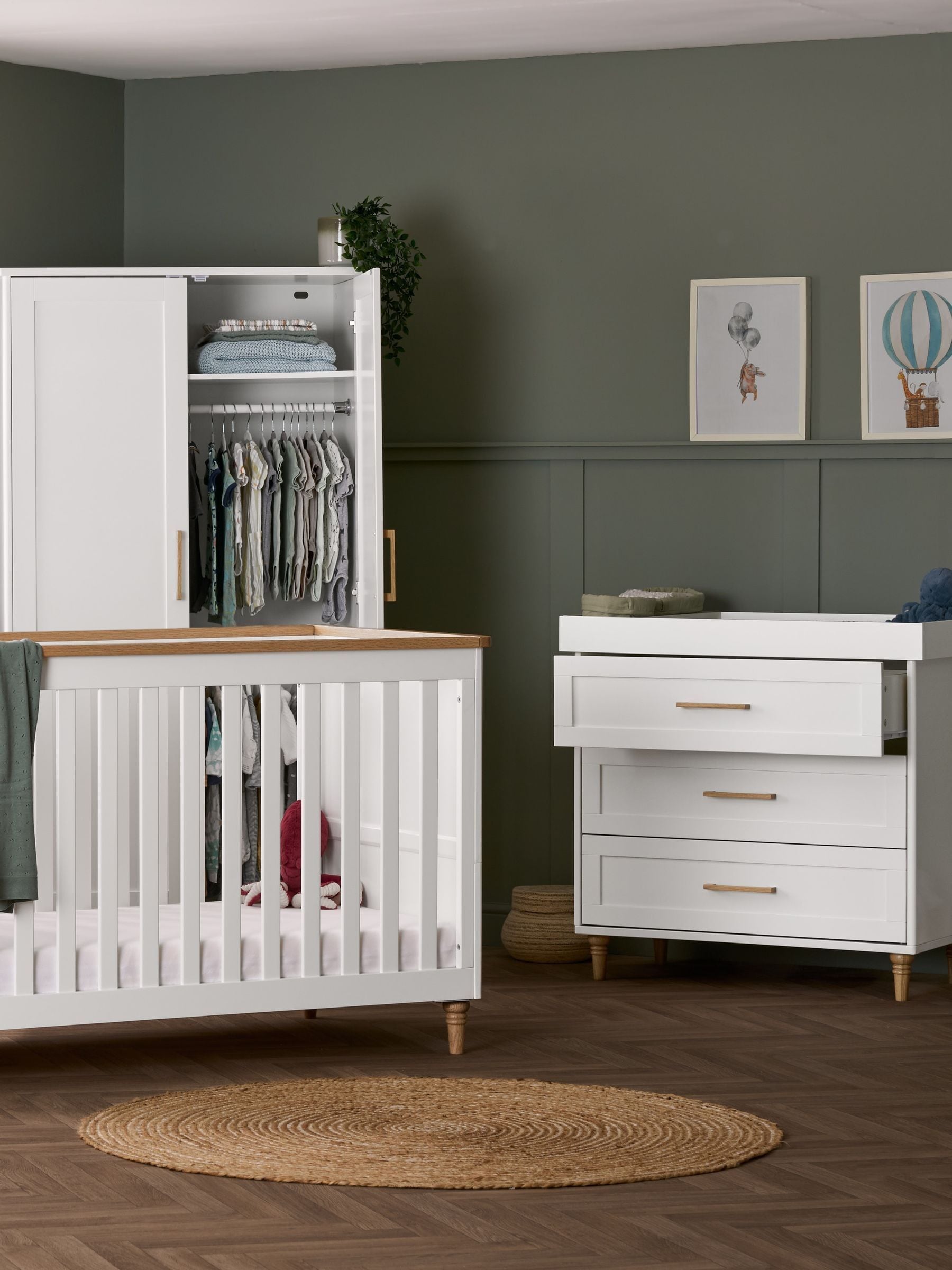 Obaby White with Natural Orla 3 Piece Nursery Furniture Set ONE