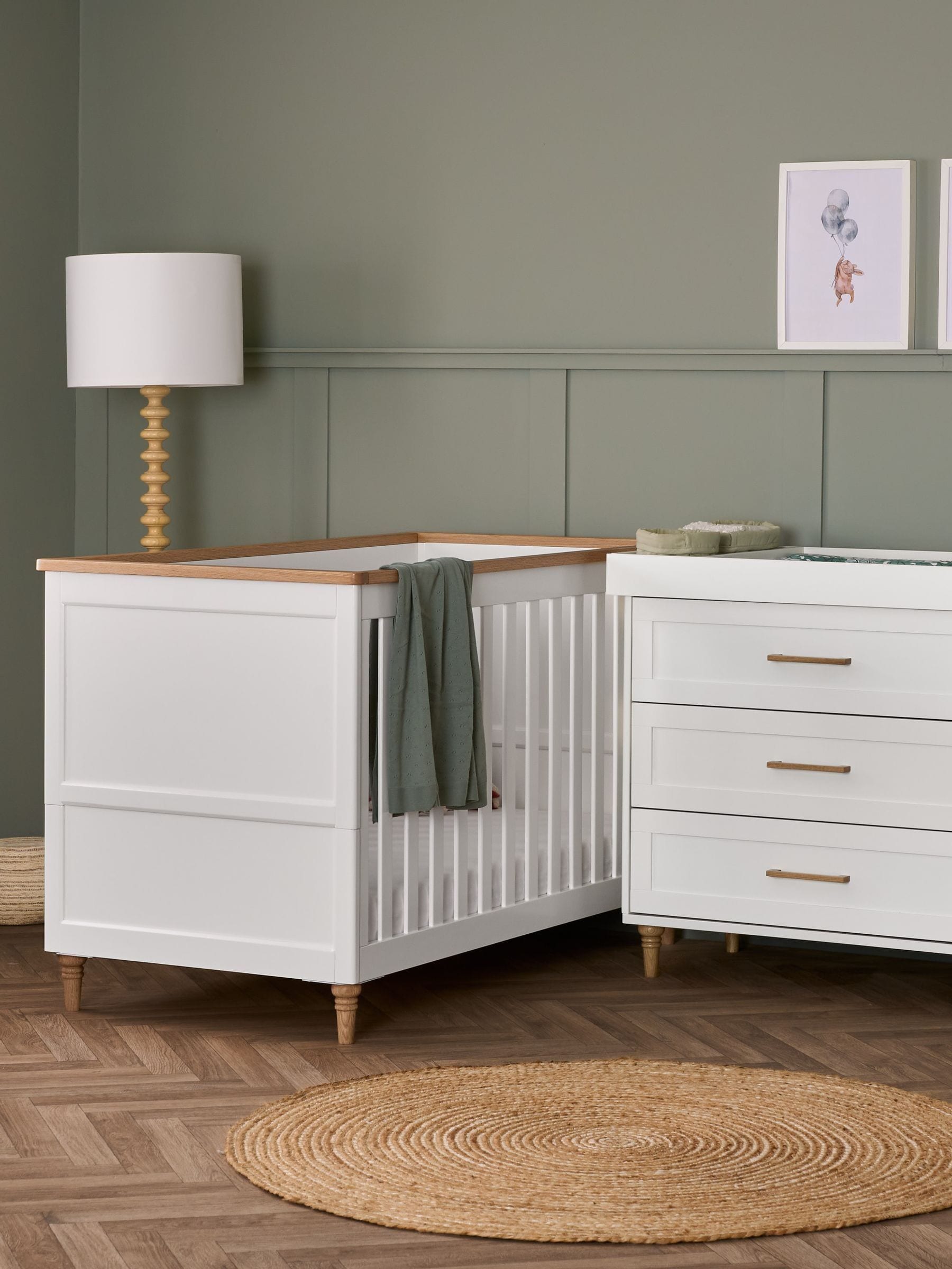 Obaby White with Natural Orla 2 Piece Nursery Furniture Set ONE