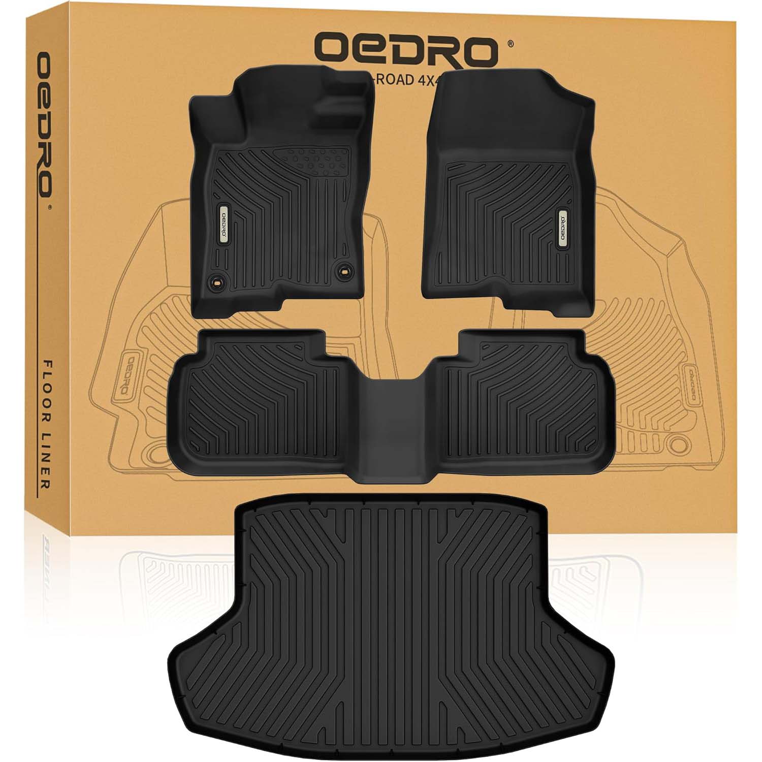 OEDRO Floor Mats Set for 2022-2025 Honda Civic Sedan, All Weather Front & Rear Row Trunk Car Floor Mats Set