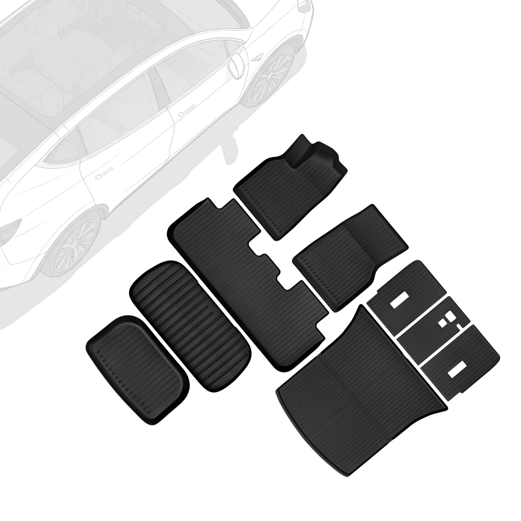 OEDRO Floor Mats Fits for New 2025 2026 Tesla Model Y Juniper 5-Seat, All-Weather TPE Model Y Floor Mats Backrest Mat & Front Rear Trunk Liner Full Se