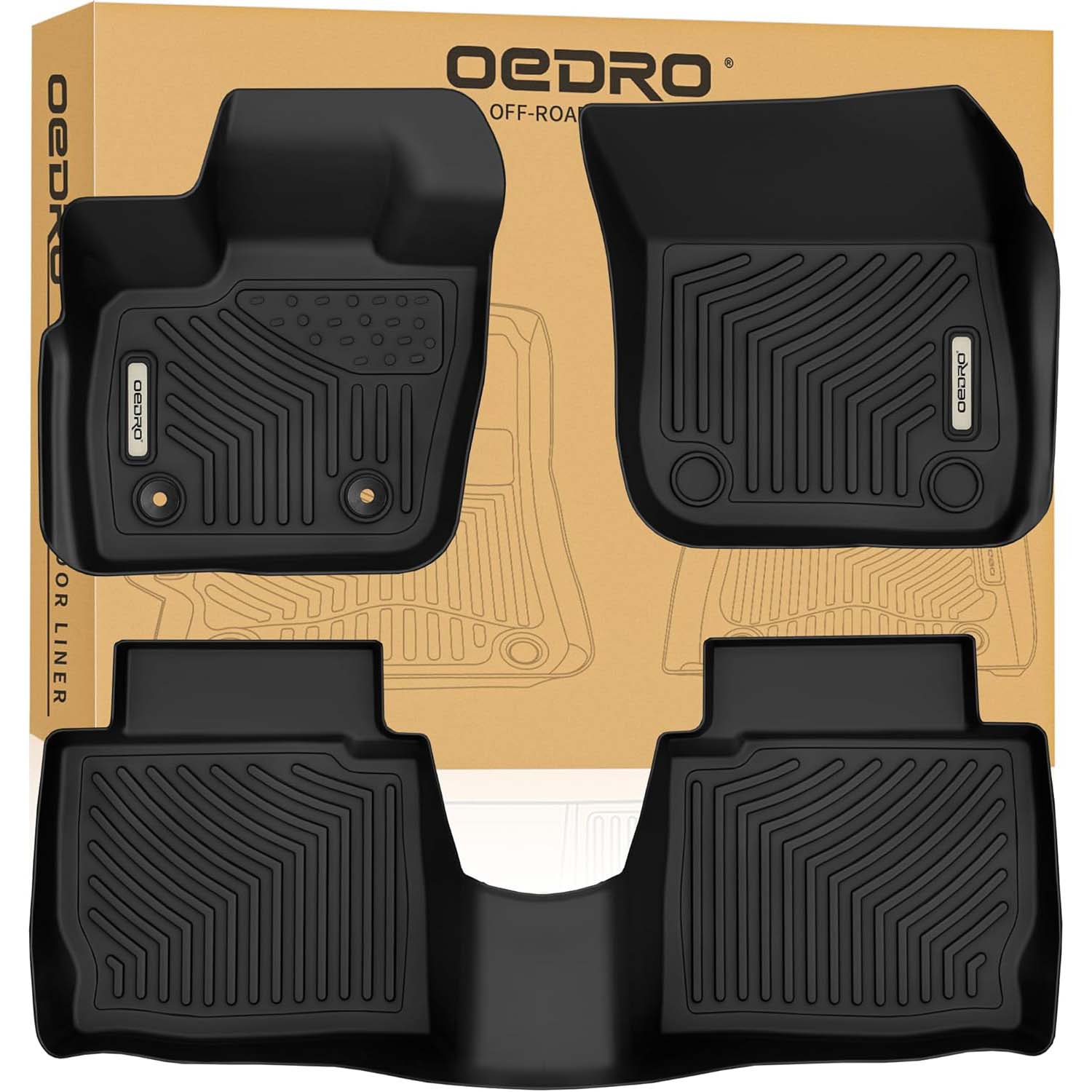 OEDRO Floor Mats for 2017-2020 Ford Fusion- Lincoln MKZ All Models, Black TPE All-Weather Guard Full Liner Set