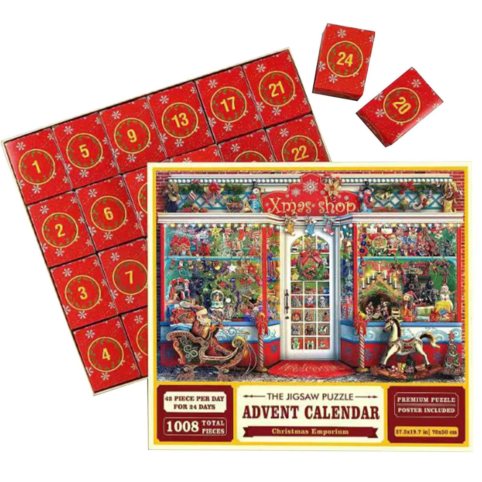 Garvee Christmas Advent Calendar Jigsaw Puzzles 24 Days Xmas Countdown Calendar 1008 Pcs Christmas Puzzle Family Game For Kids Xmas Gifts B