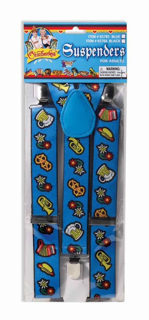 Oktoberfest Costume Suspenders Adult Blue