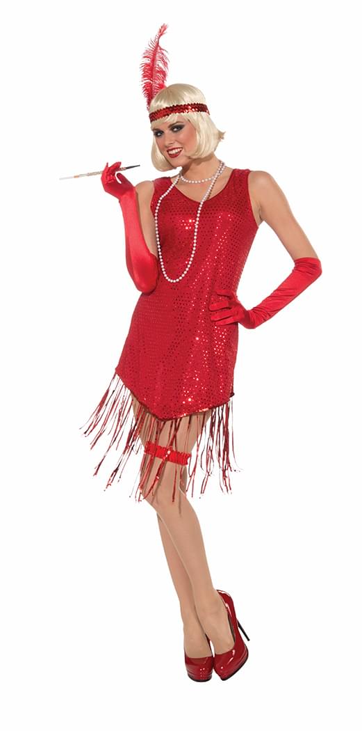 Roaring 20's Swingin' In Sequins Costume Red Adult Women