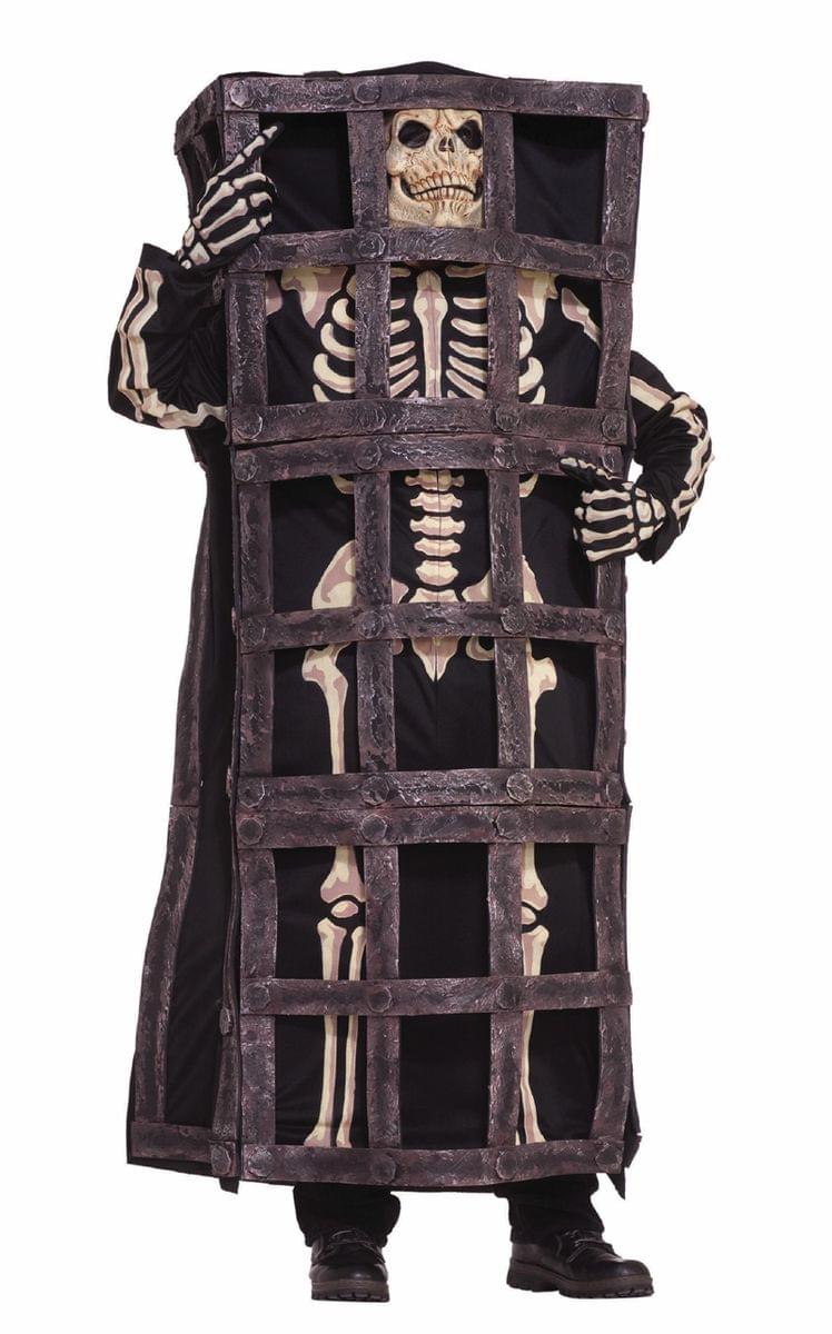 Scary Skeleton Prisoner In Cage Jail Costume Adult