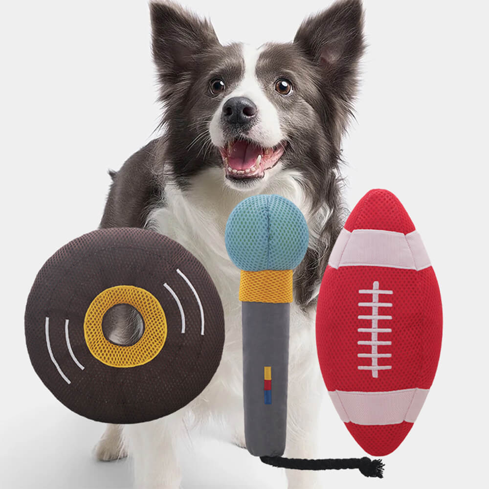 Microphone Plush Durable Squeaky Training Interactive Dog Toy, Record