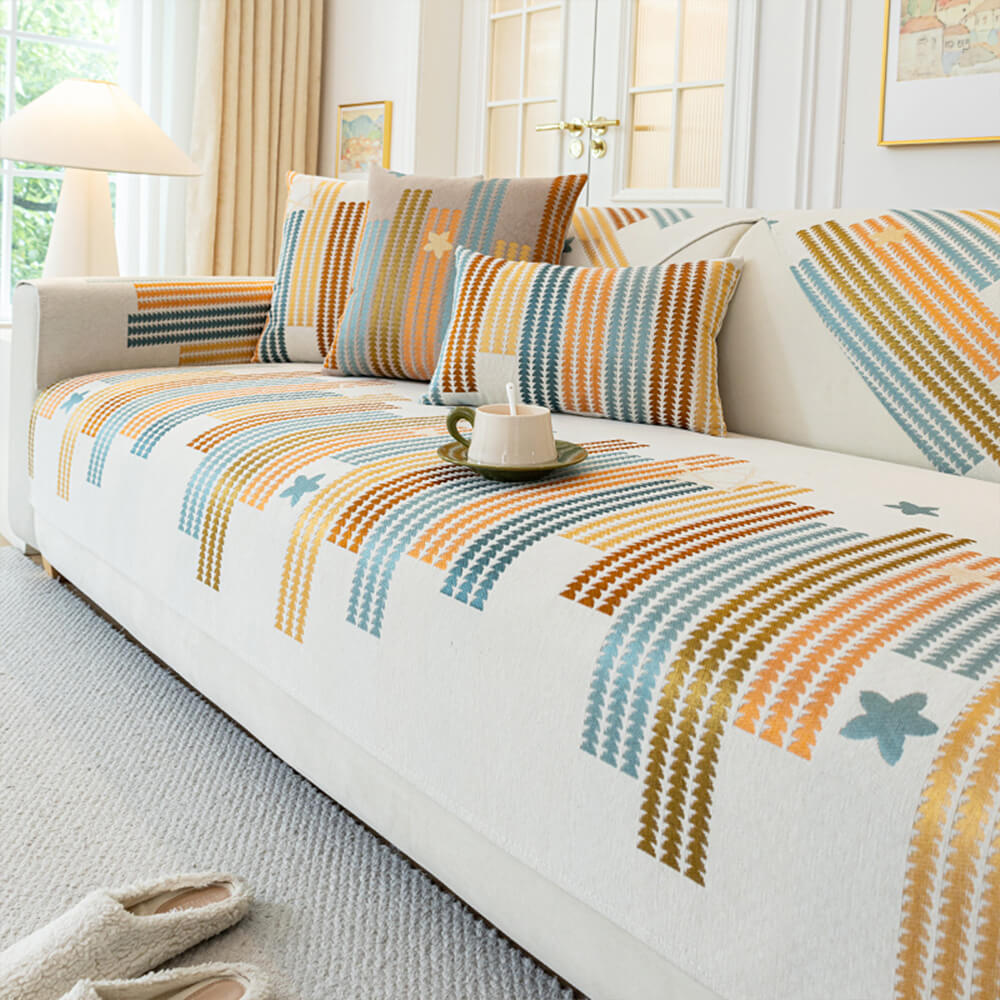 Chic All-seasons Chenille Anti-scratch Anti-Slip Furniture Protector Couch Cover, White - Pillow(1 pc)