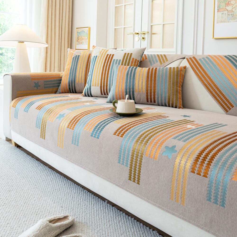 Chic All-seasons Chenille Anti-scratch Anti-Slip Furniture Protector Couch Cover, Brown - 27.6 x 27.6 in(1 pc)