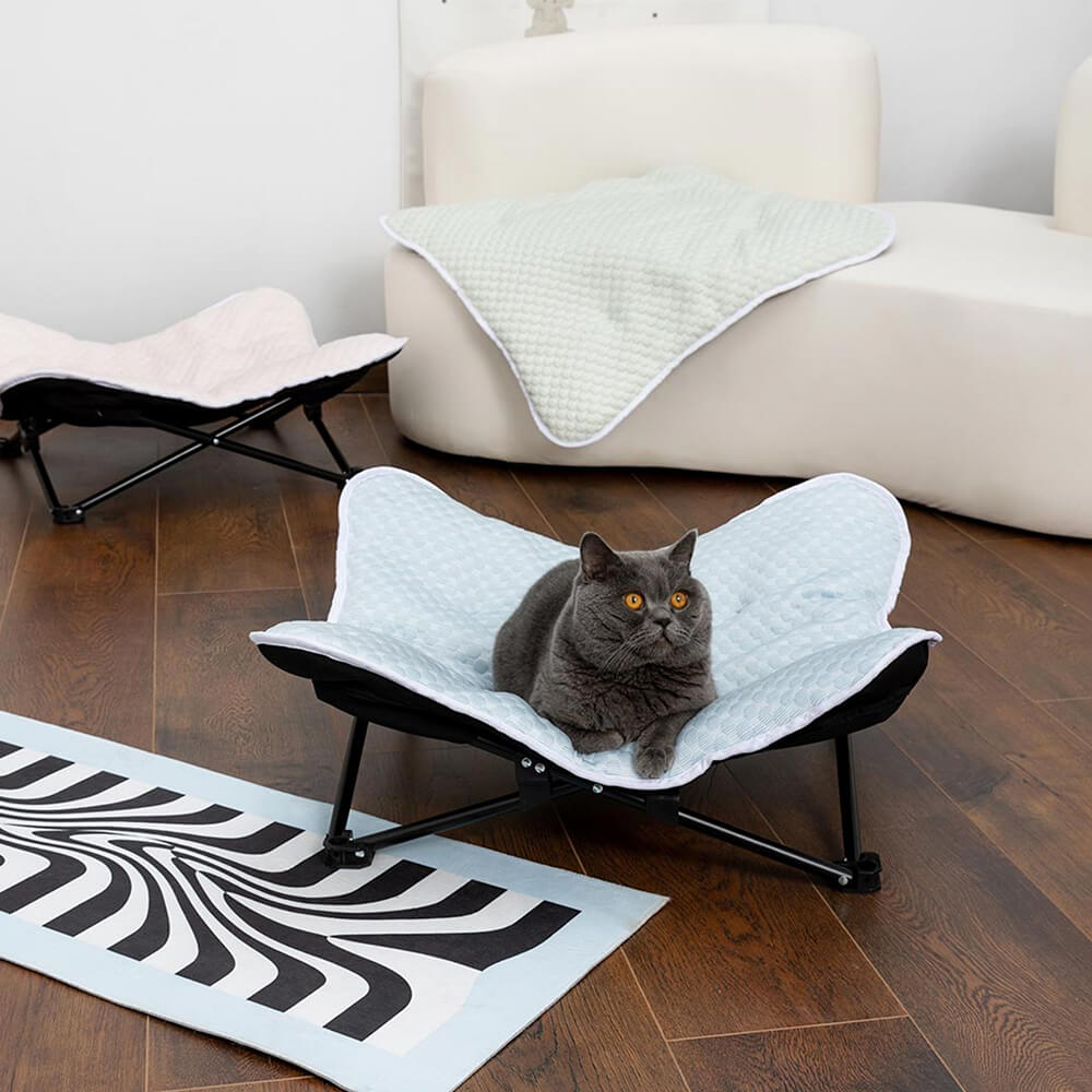 Cooling Breathable Portable Foldable Elevated Dog Bed, Blue - L