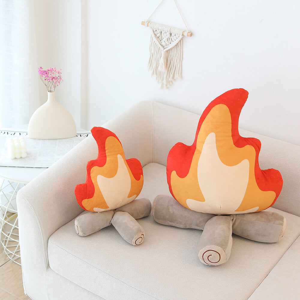 Flame Shape Plush Cozy Decorative Accent Sofa Pillow, S