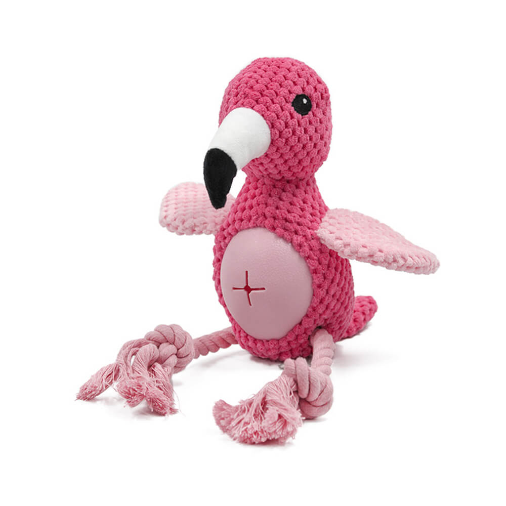Flamingo Parrot Interactive Durable Rope Chew Dog Toy, Flamingo