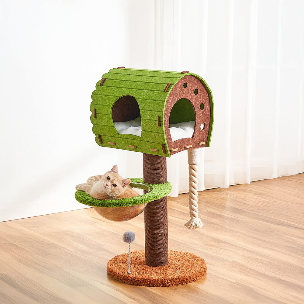 Forest Cabin Creative Space-Saving Felt Cat Tree with Scratching Post, Style1
