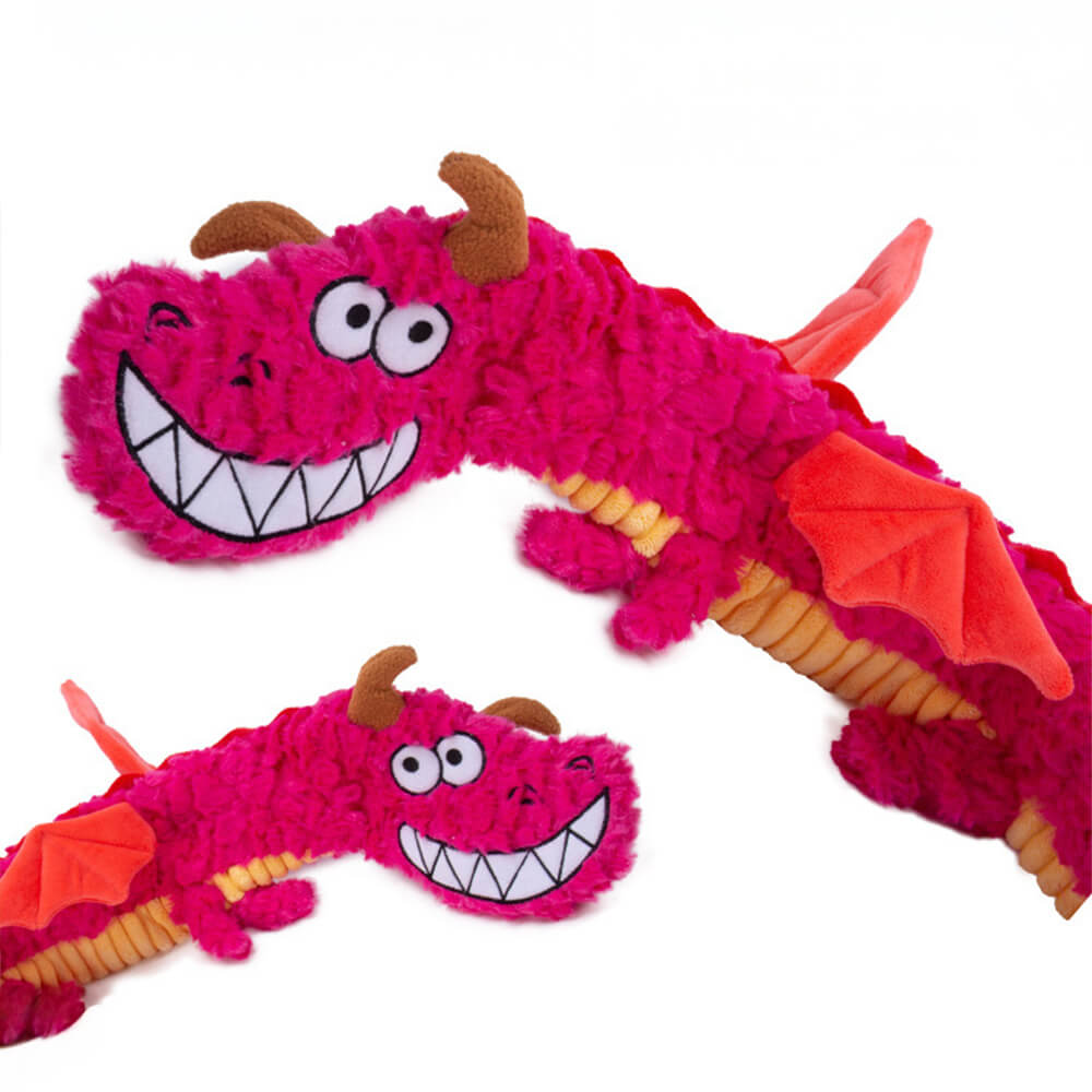 Interactive Crinkle Dragon Tug Toy for Dogs – Squeaky Chew & Pull Dog Toy, Red
