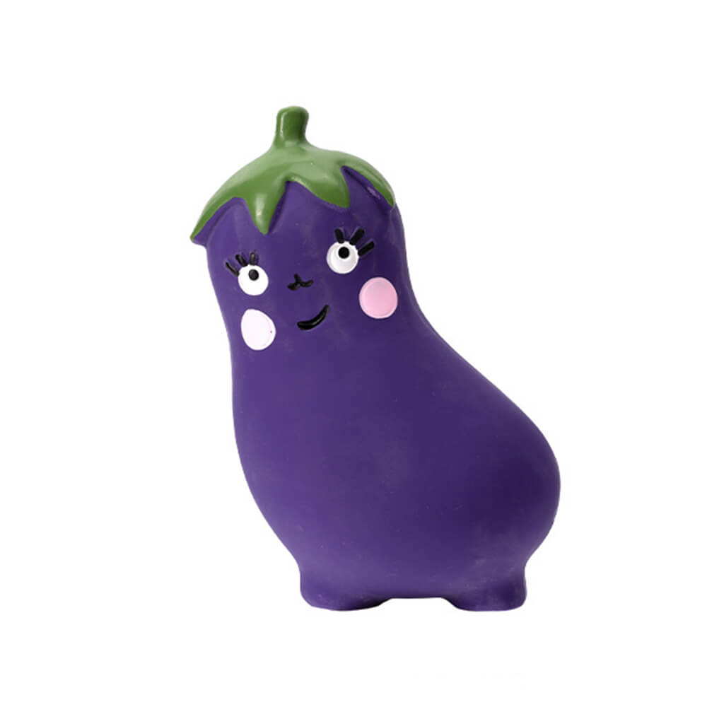 Latex Vegetable Squeaky Durable Chew Interactive Dog Toy, Eggplant
