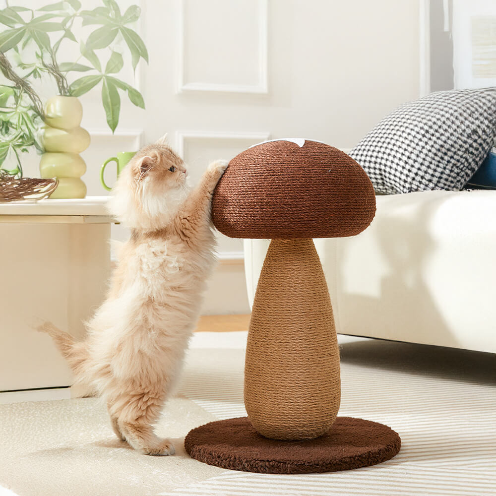 Mushroom-Shaped Natural Sisal Scratching Post for Large Cats, Brown - M