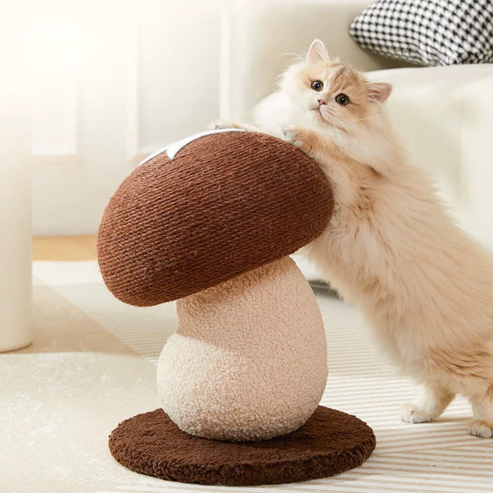 Mushroom-Shaped Natural Sisal Scratching Post for Large Cats, Brown - S