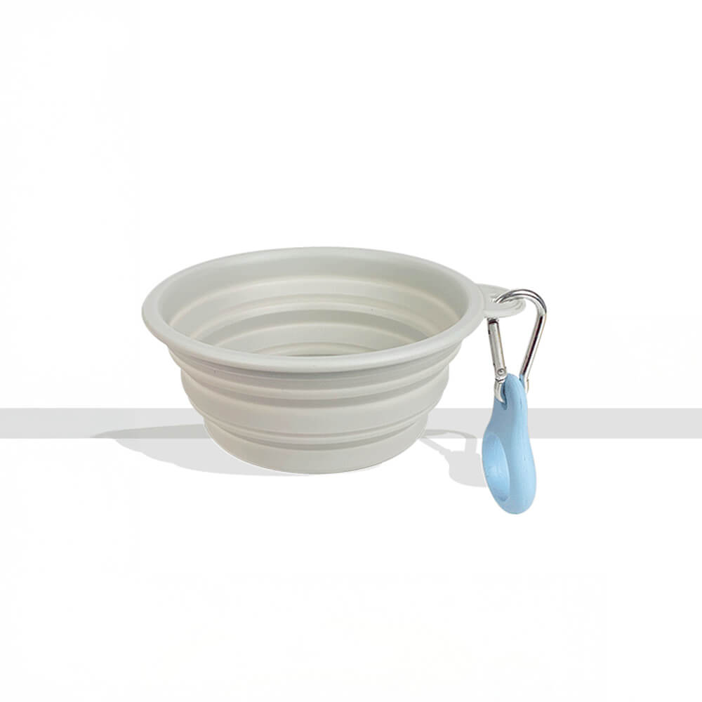 Portable Foldable Expandable Silicone Dog Food & Water Bowl, Gray