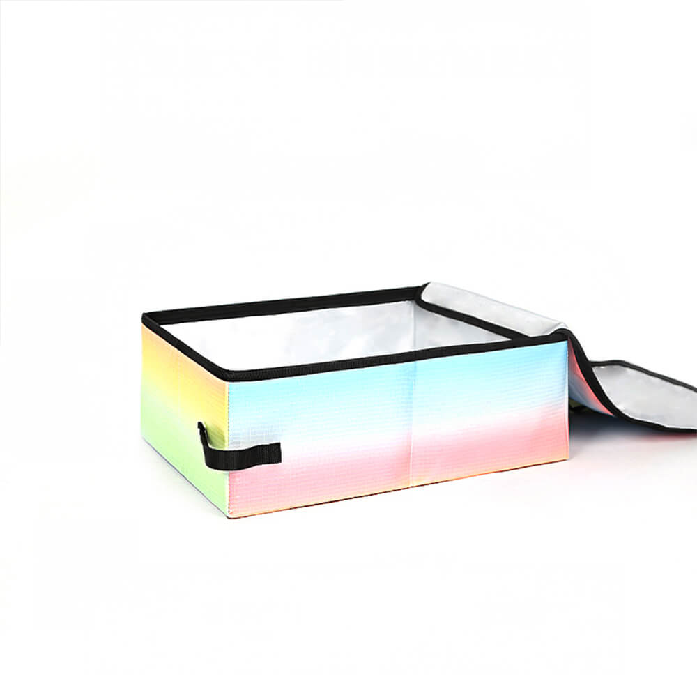 Portable Foldable Waterproof Aluminum Foil Cat Litter Box, Rainbow - 20"L x 16"W x 7"H