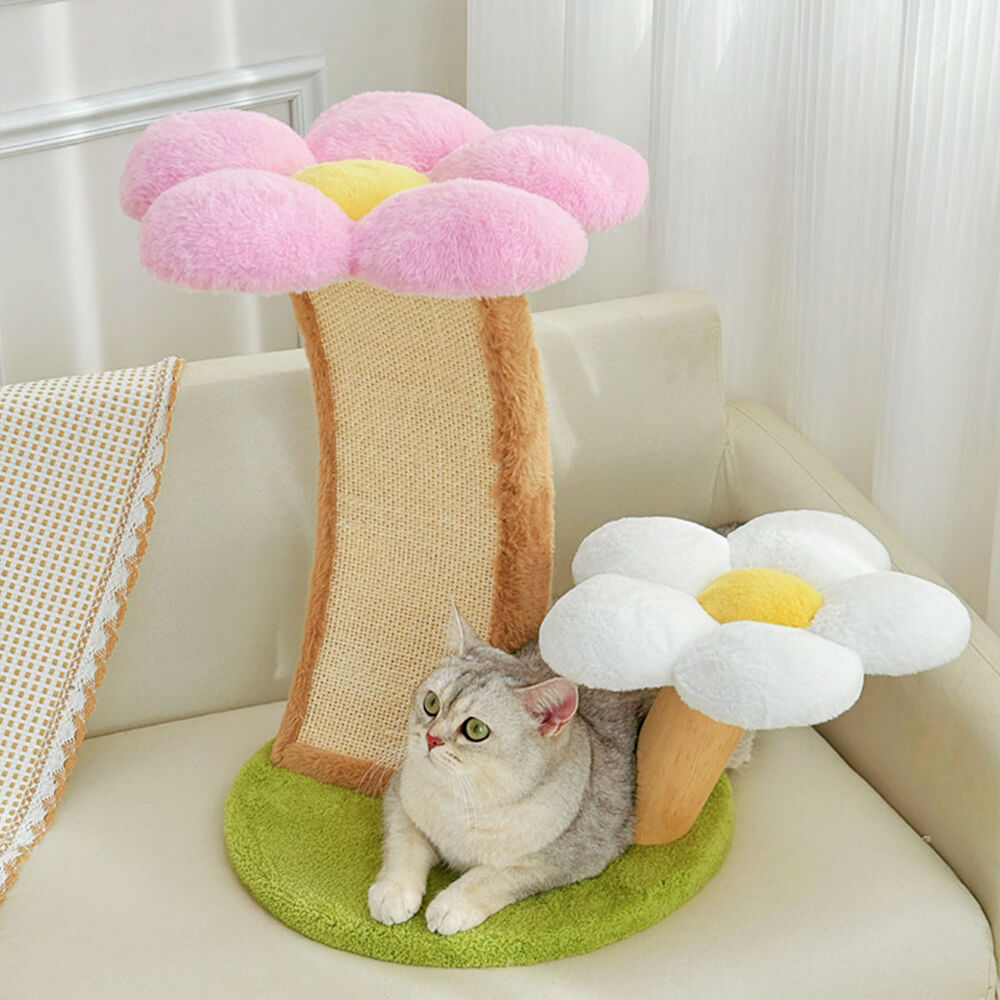 Soft Flower-Shaped Sisal Scratching Post Climbing Tower Cat Tree, Style1