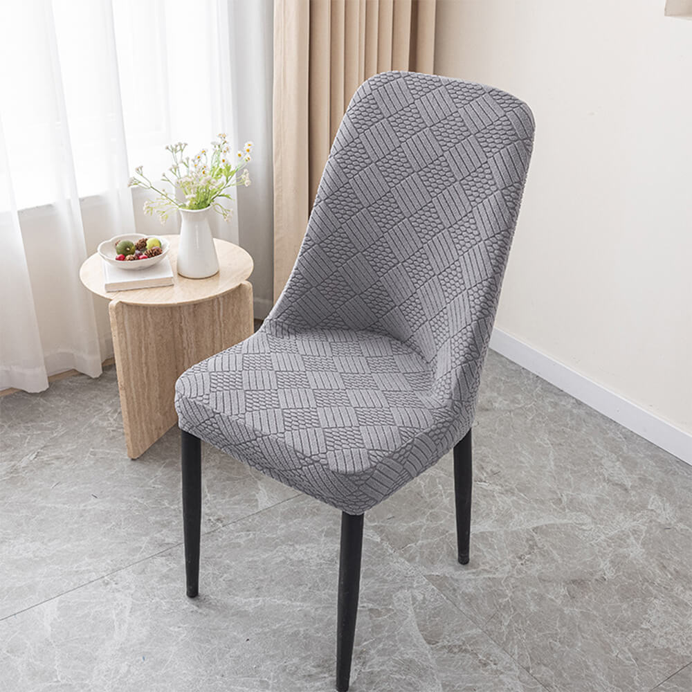 Stretch Jacquard Dining Chair Protector Removable Washable Parson Chair Slipcover, Dark Grey - 6 pcs