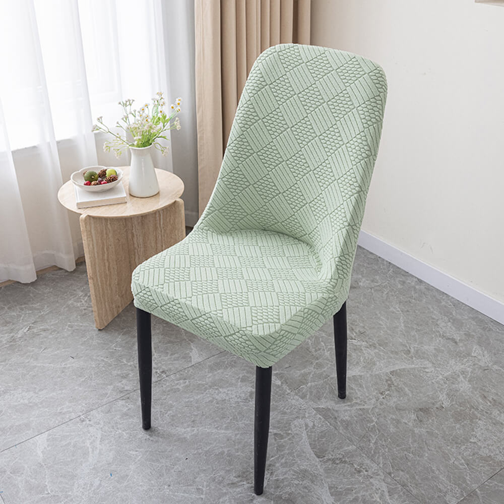Stretch Jacquard Dining Chair Protector Removable Washable Parson Chair Slipcover, Green - 8 pcs