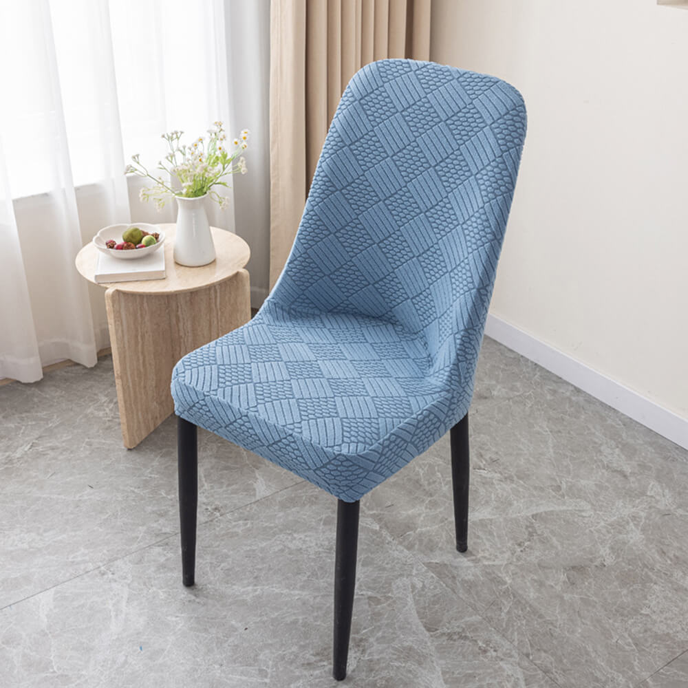 Stretch Jacquard Dining Chair Protector Removable Washable Parson Chair Slipcover, Blue - 6 pcs