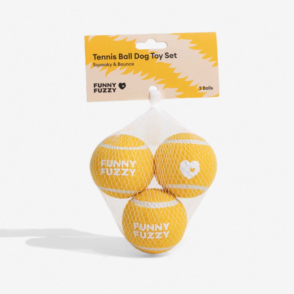 Tennis Ball Dog Toy - Squeaky & Bounce, Standard(3 Pcs)