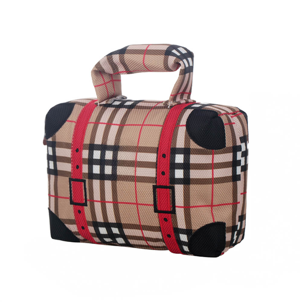Travel-Inspired Plush Durable Interactive Chew Dog Toy, Suitcase